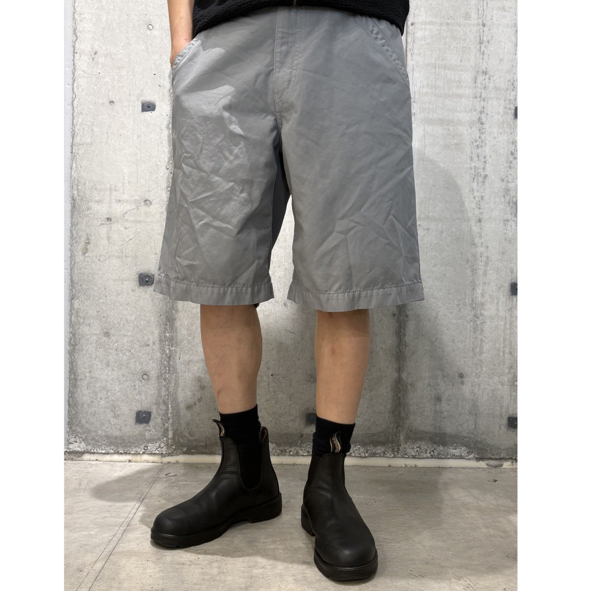 25SSサイドウエストゴムポリ縮絨ショーツハーフパンツDO-P045