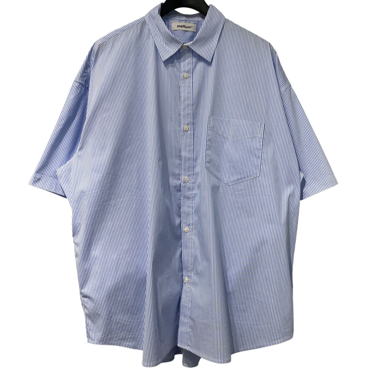 LOOSE STRIPE SHIRT S／Sオーバーサイズストレッチサイドポケットストレッチ半袖シャツ