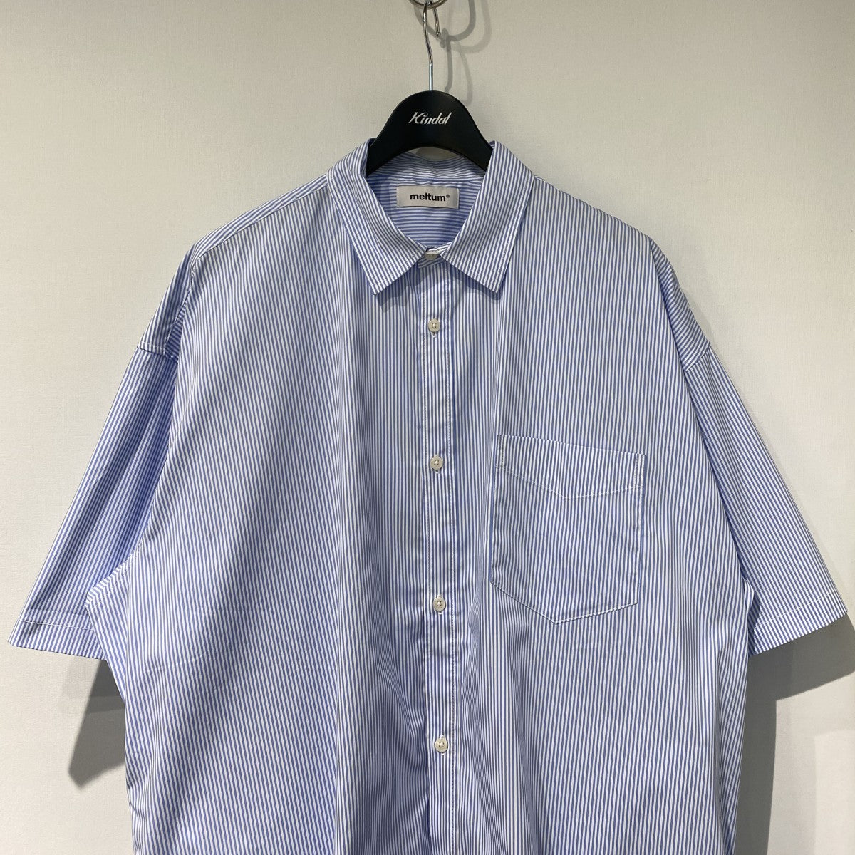 LOOSE STRIPE SHIRT S／Sオーバーサイズストレッチサイドポケットストレッチ半袖シャツ