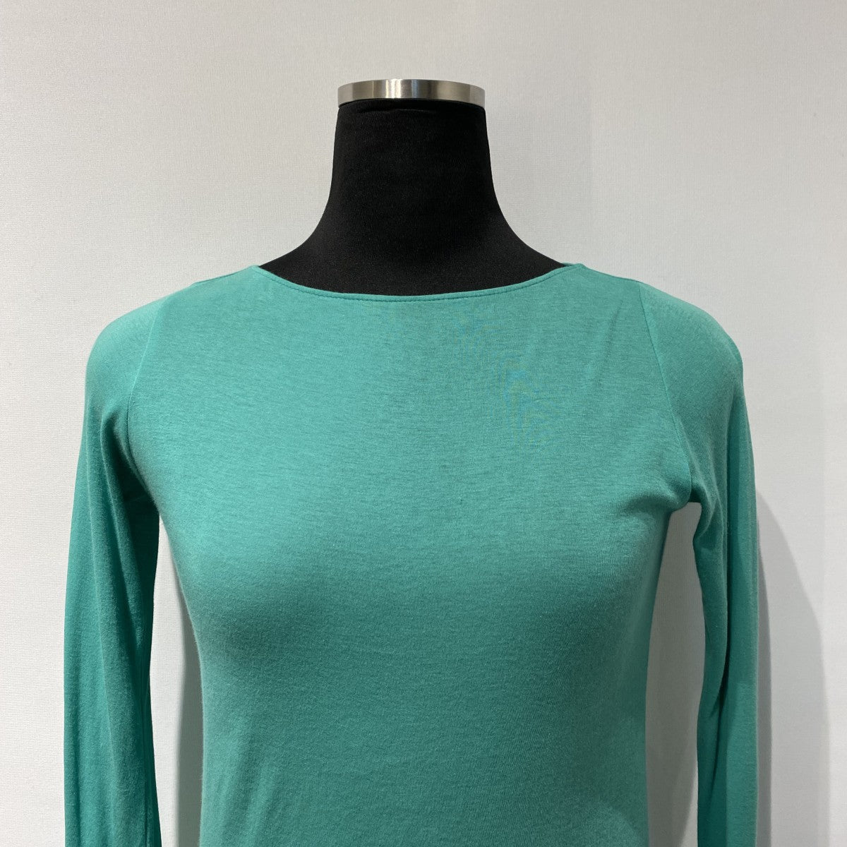 Super High Gauge Sheer Rib Boat Neck L／S TeeストレッチボートネックコットントップスA00T05HF