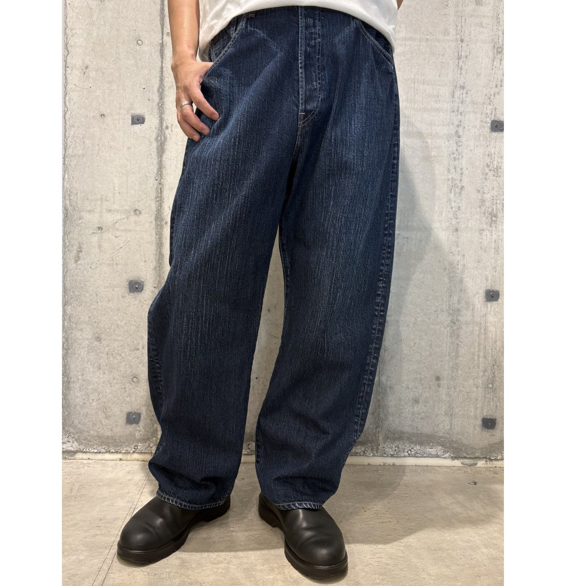 Steinbeck Denim Pants加工スラブ糸ワイドバギーデニムパンツ
