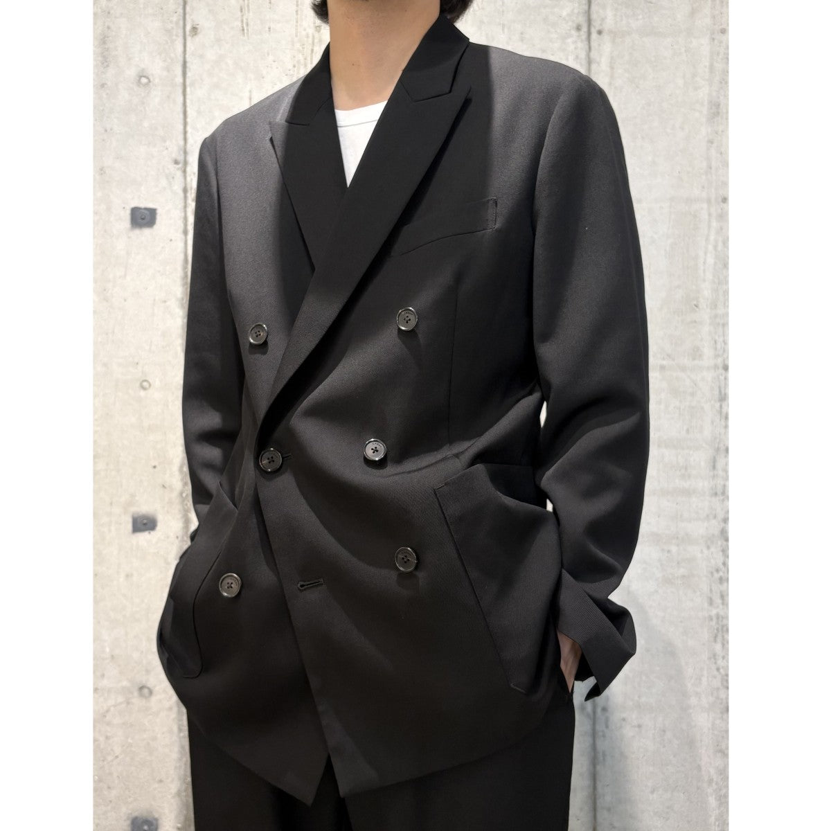23AWウールギャバジンダブルブレストジャケット＆1タックテーパードイージーパンツ セットアップスーツ