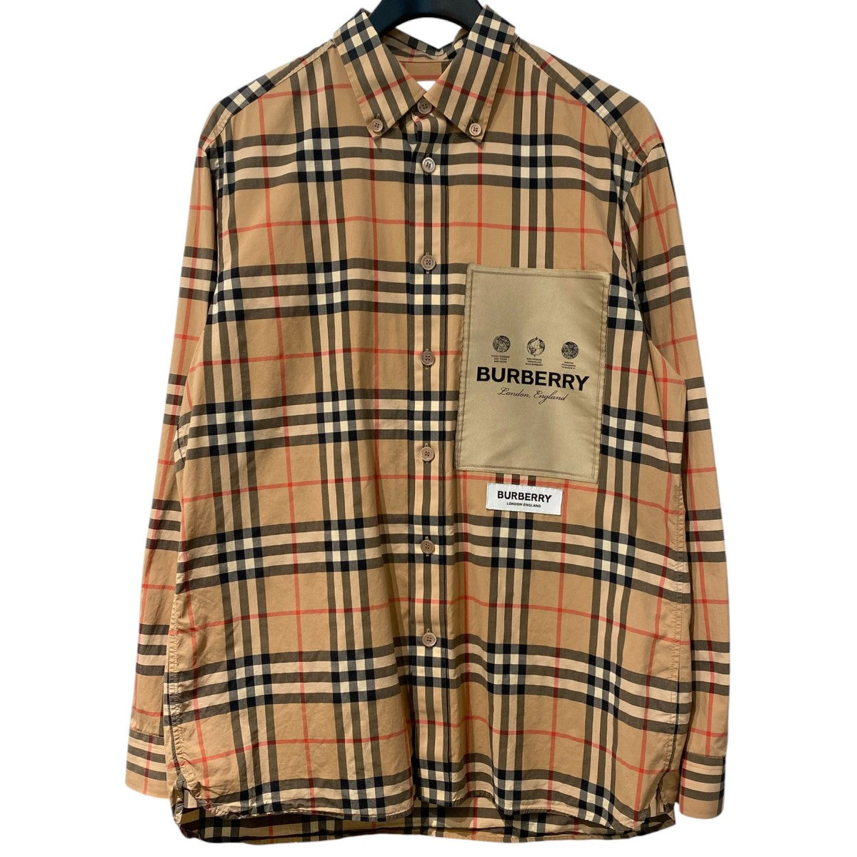 22AWノバチェックロゴパッチ長袖シャツ