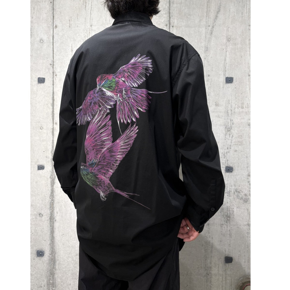 Y-3(Yohji Yamamoto×adidas) 25SSBird-Illustration Graphic GFX SHIRTバックバードプリントグラフィックストレッチシャツ 古着・中古-2枚目のアイテム画像