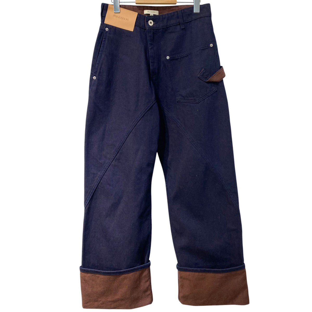 J．W．ANDERSON Turn Up Twisted Workwear Jeansツイストロールアップフィッシャーマンデニムパンツ 古着・中古-1枚目のアイテム画像
