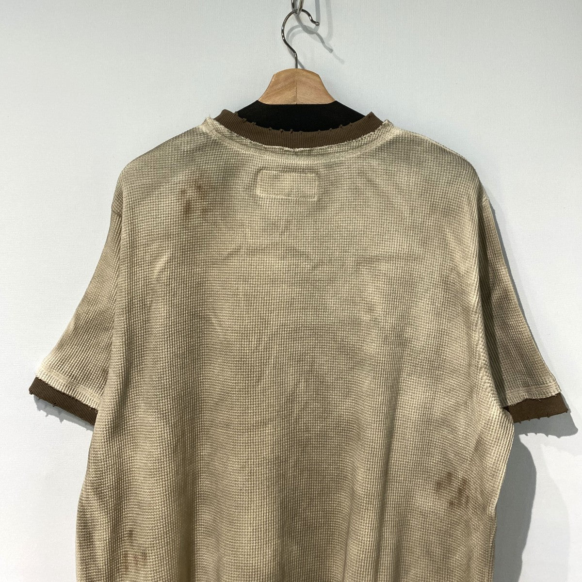 25SSVintage ringer waffle teeヴィンテージダメージ加工ワッフルTシャツ
