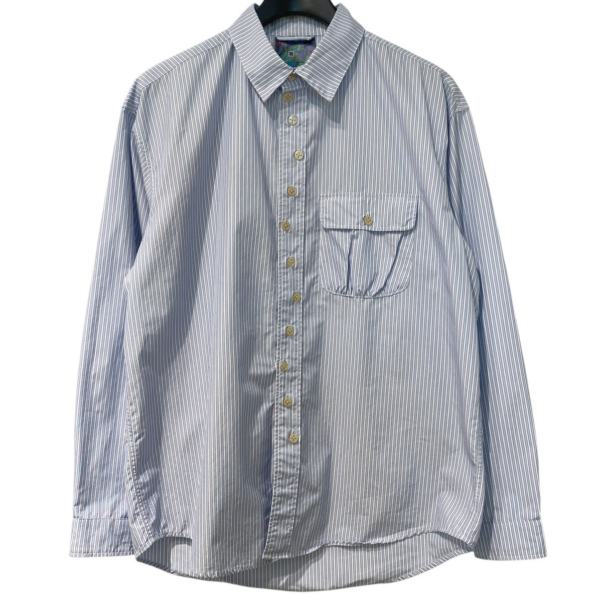 BUTTON BANYAK SHIRTSマルチボタンストライプシャツ