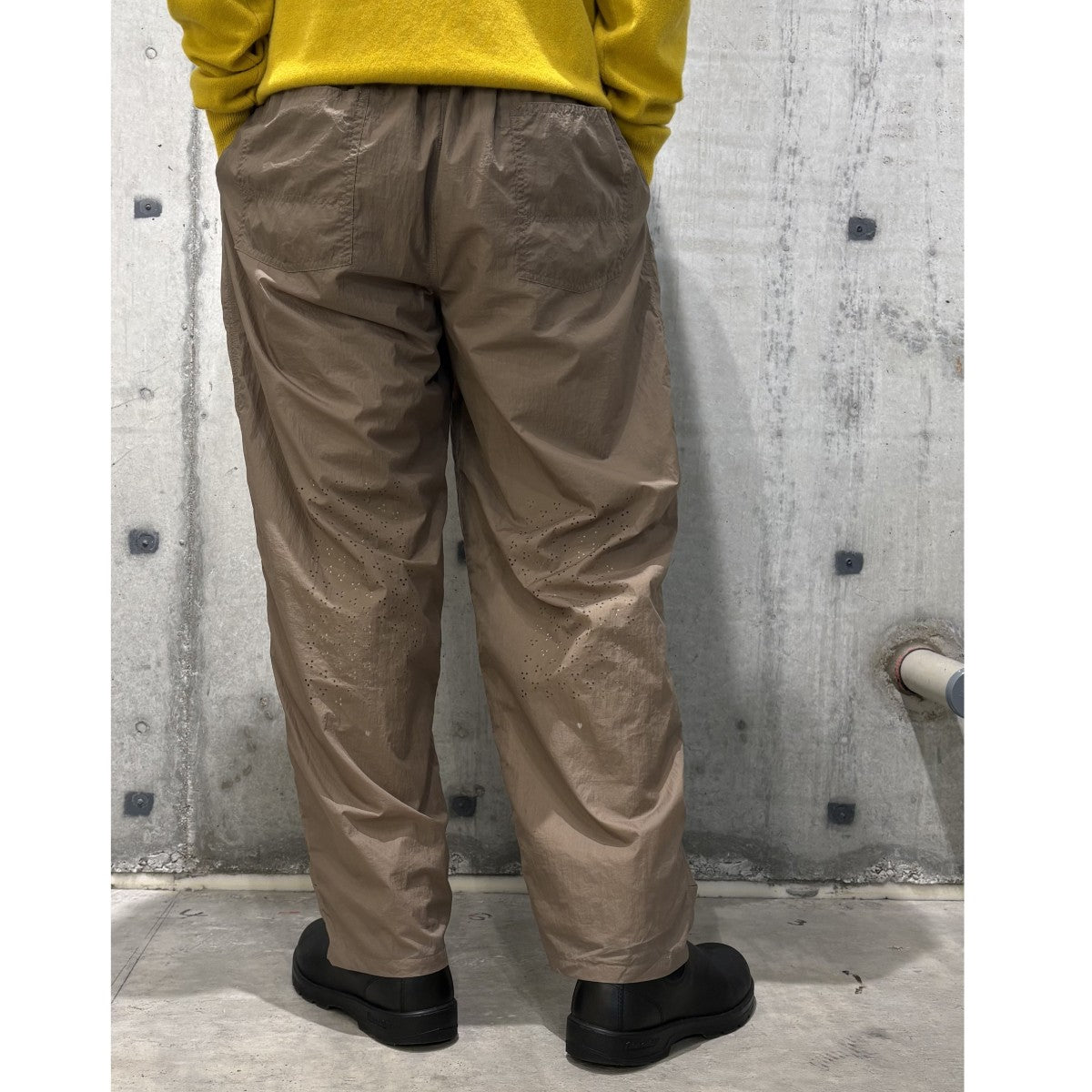 21SSNYLON WORK PANTSナイロンパンチ加工ワークワイドパンツ