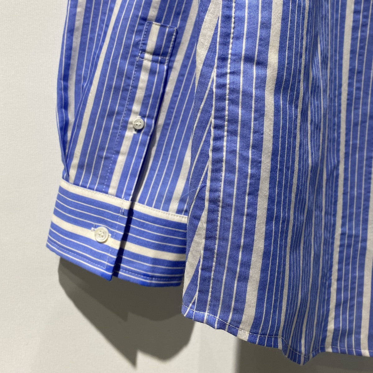 24SSLa Chemise Cuadroシルクヴァージンウールオーバーサイズアシンメトリーロゴストライプシャツ