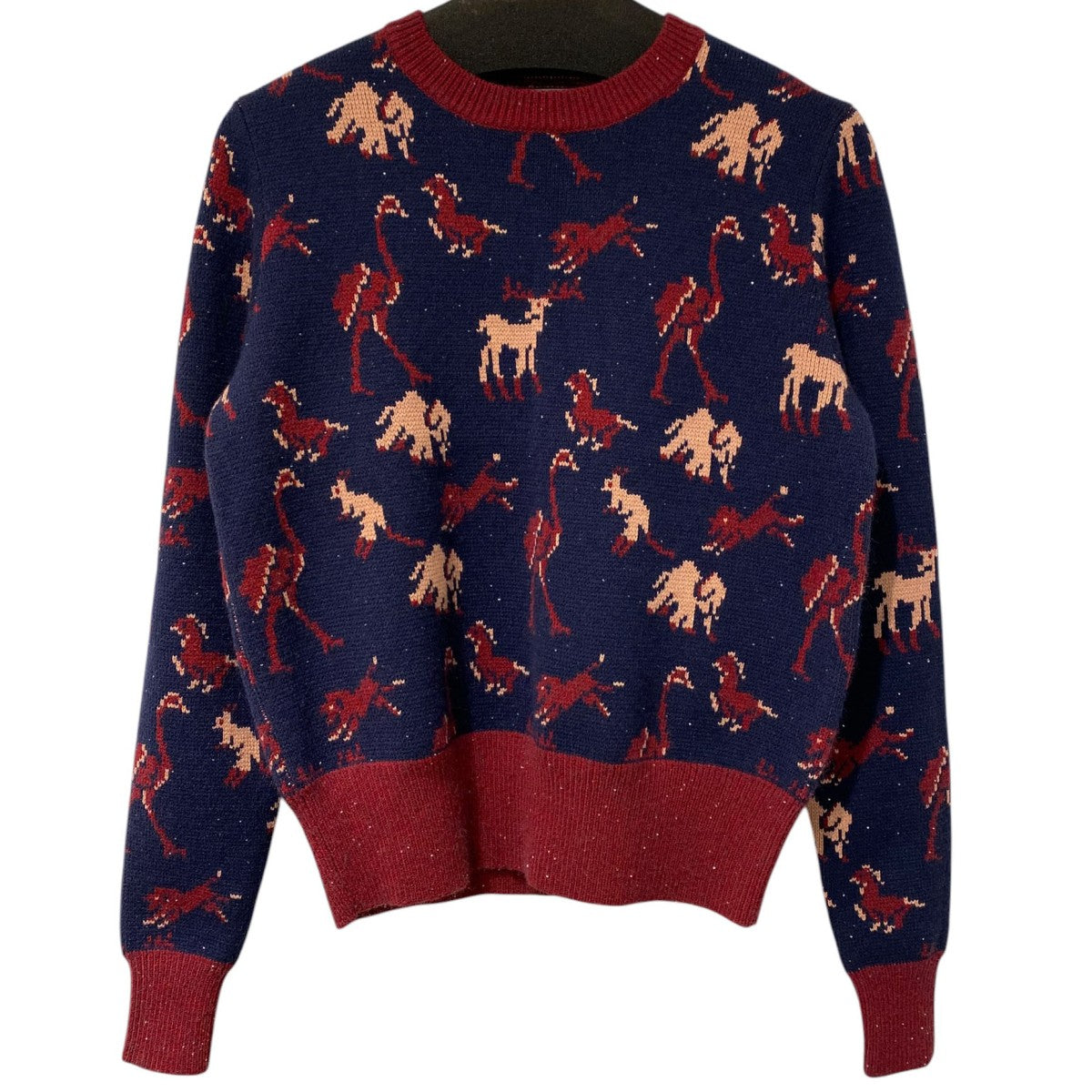 24AWZOO Tite Pullover Knitアニマル総柄ラメ糸スモールフィットタイトニットセーター