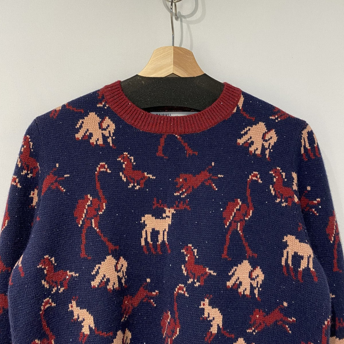 24AWZOO Tite Pullover Knitアニマル総柄ラメ糸スモールフィットタイトニットセーター