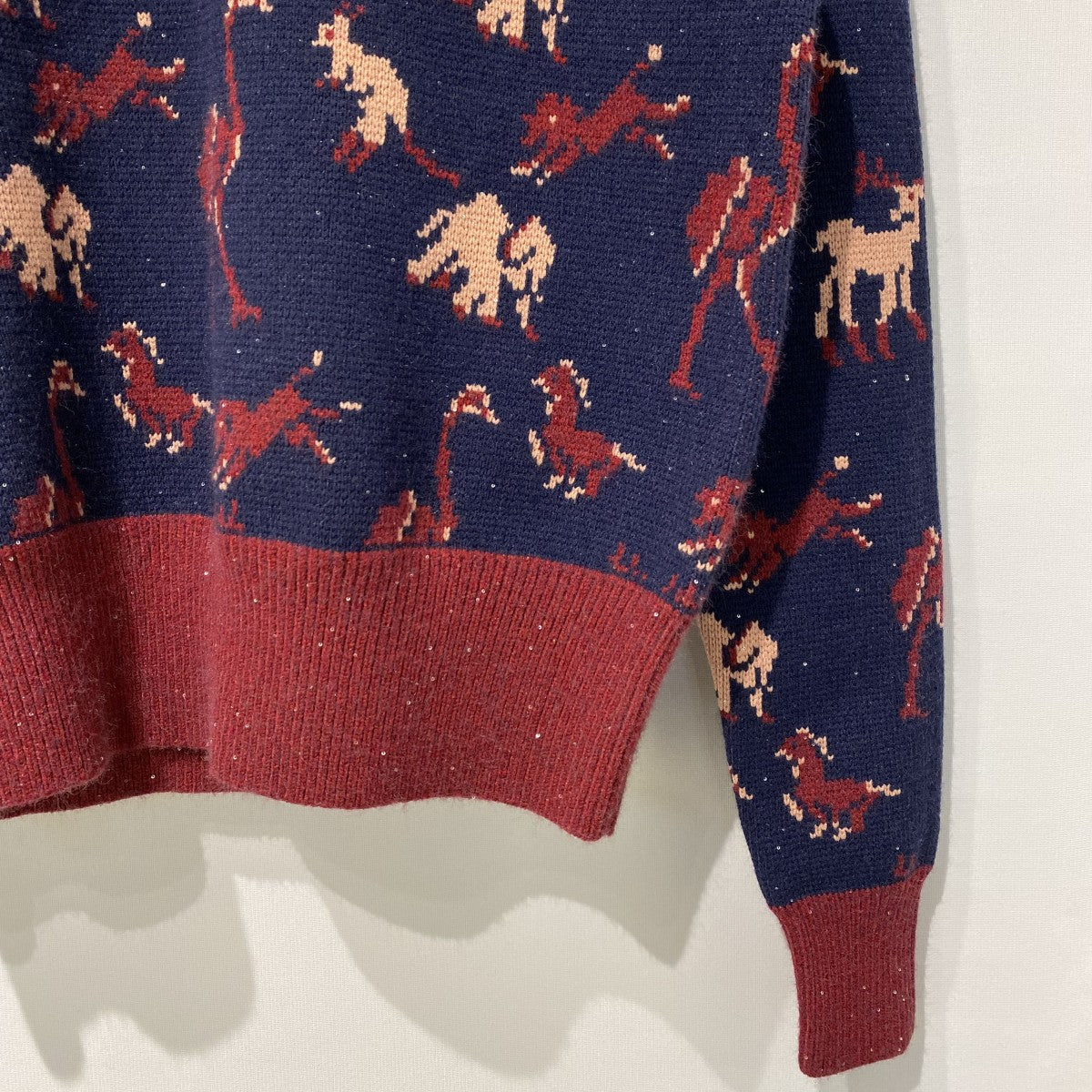 24AWZOO Tite Pullover Knitアニマル総柄ラメ糸スモールフィットタイトニットセーター