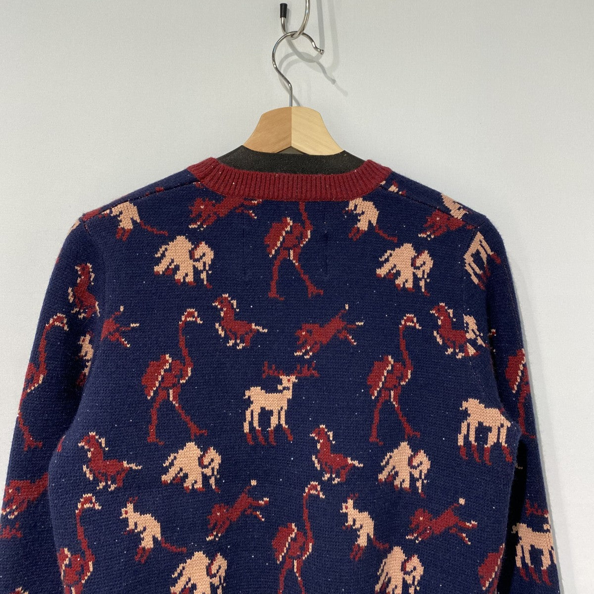 24AWZOO Tite Pullover Knitアニマル総柄ラメ糸スモールフィットタイトニットセーター
