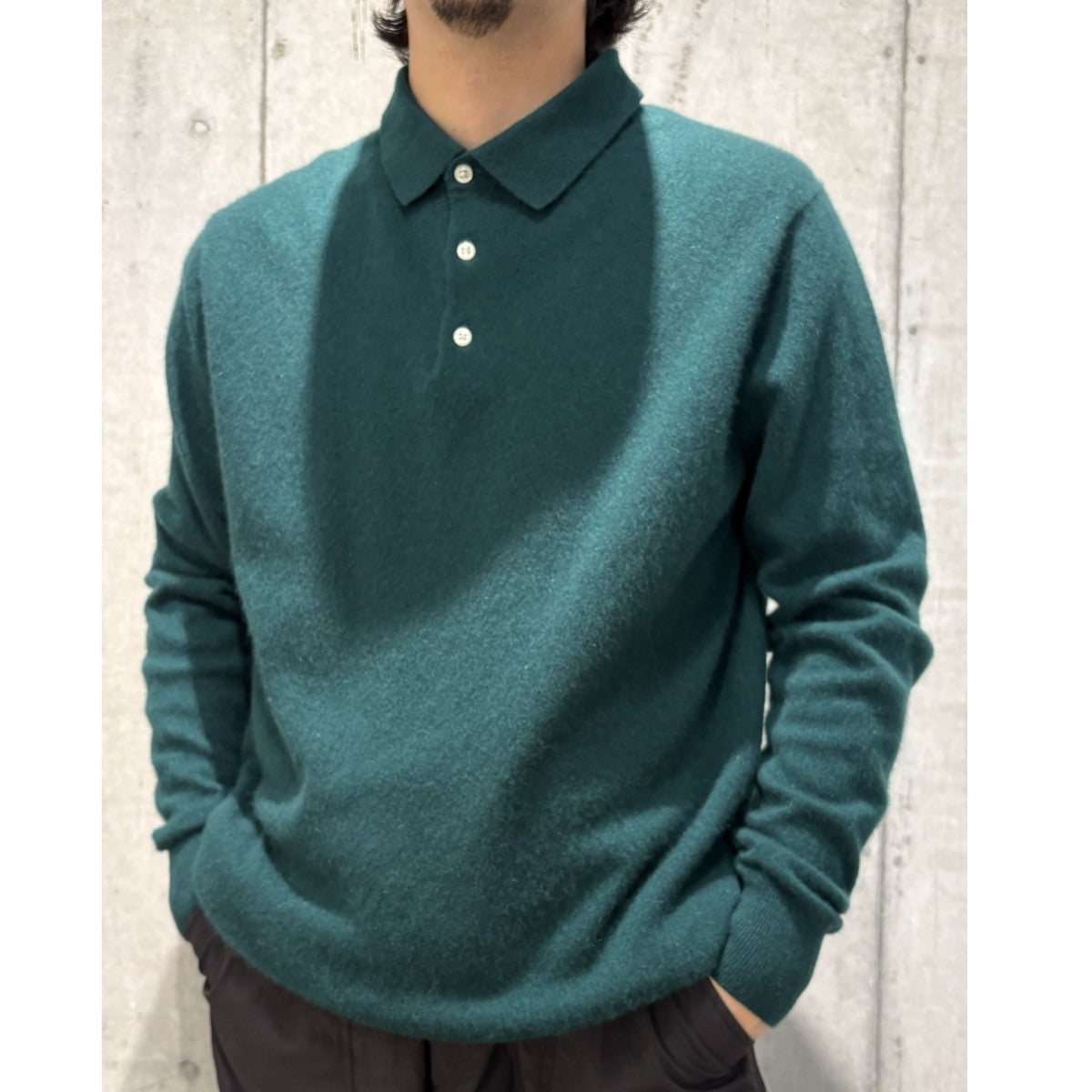 Cashmere Collared Sweater-Poloカシミヤニットポロシャツ