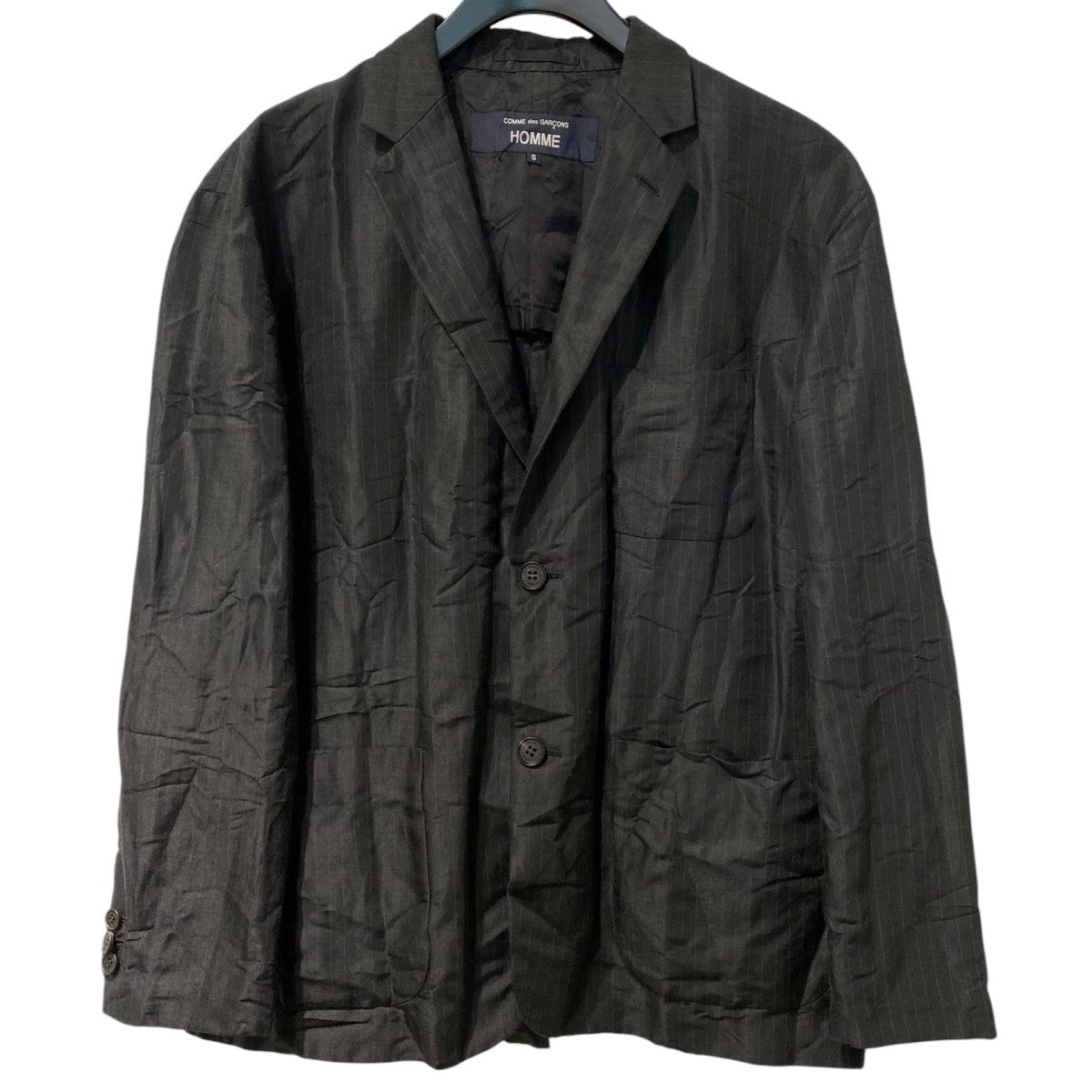 25SSエステルラミーツイル ストライプ製品加工ジャケット 縮絨HO-J026