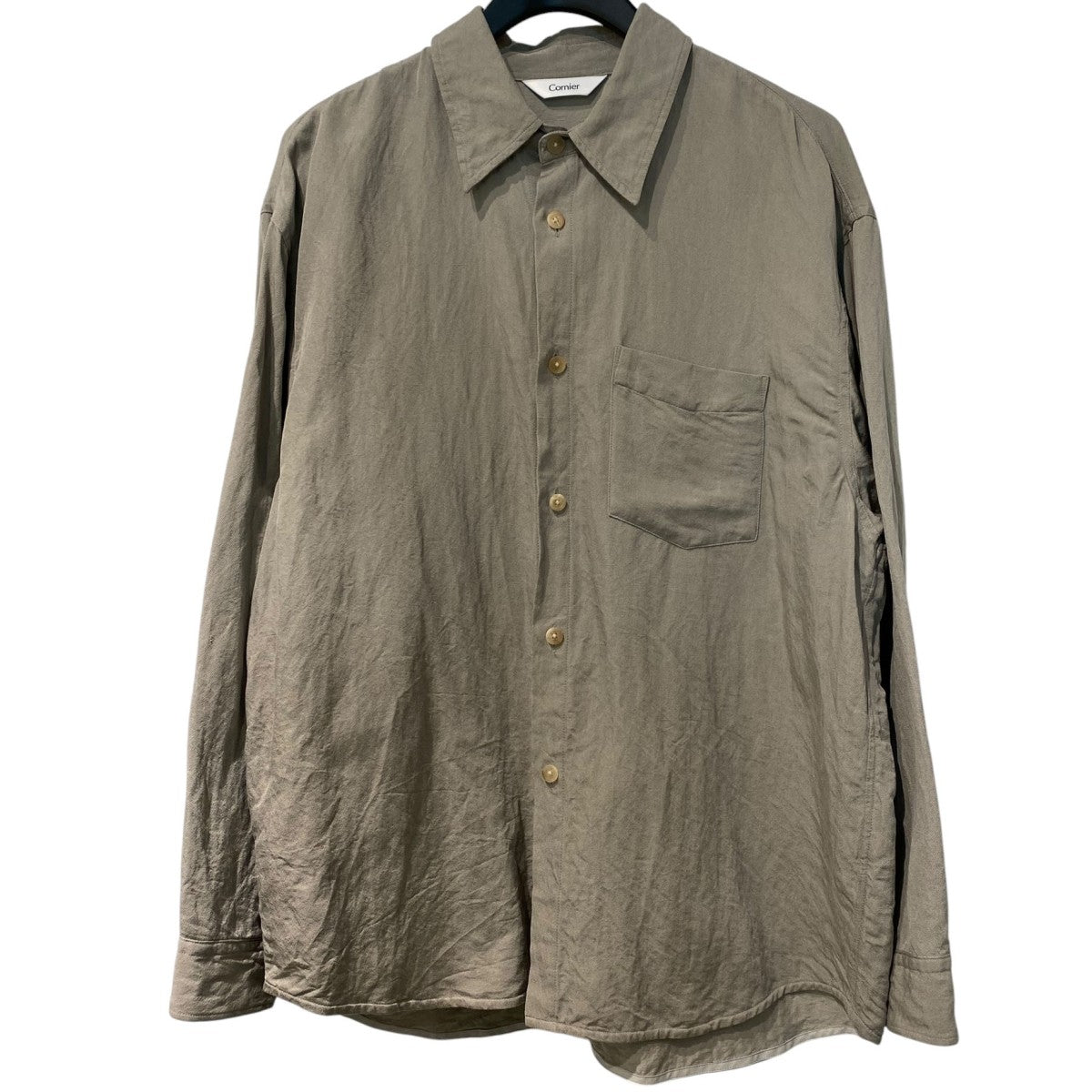 SILK／LINEN FADED GABARDINE SHIRTSシルクリネンフェード加工ギャバジンオーバーサイズシャツ