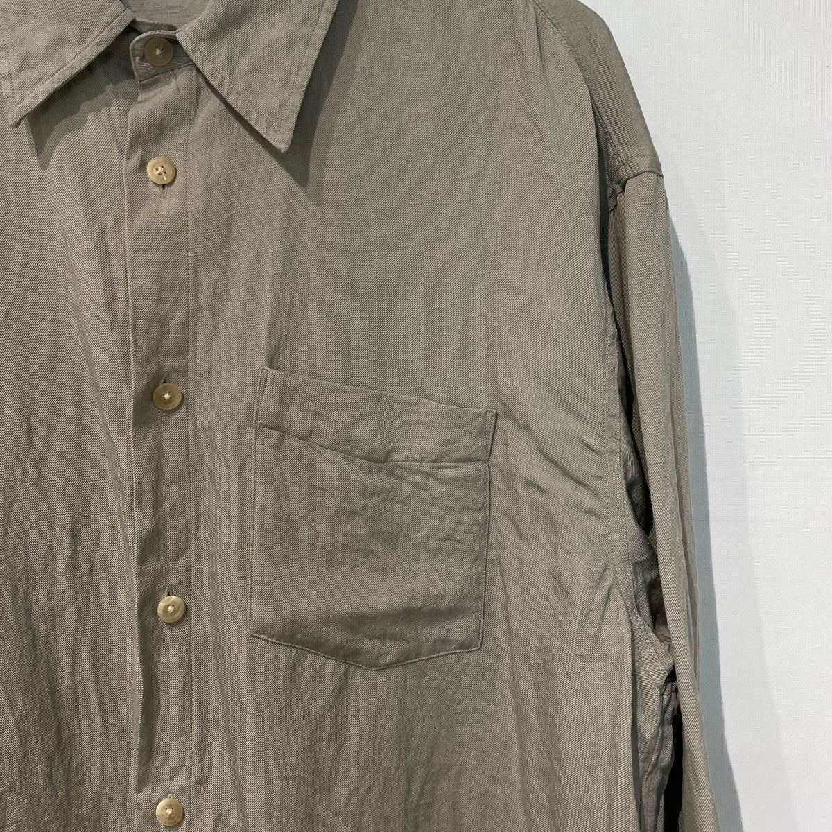 SILK／LINEN FADED GABARDINE SHIRTSシルクリネンフェード加工ギャバジンオーバーサイズシャツ