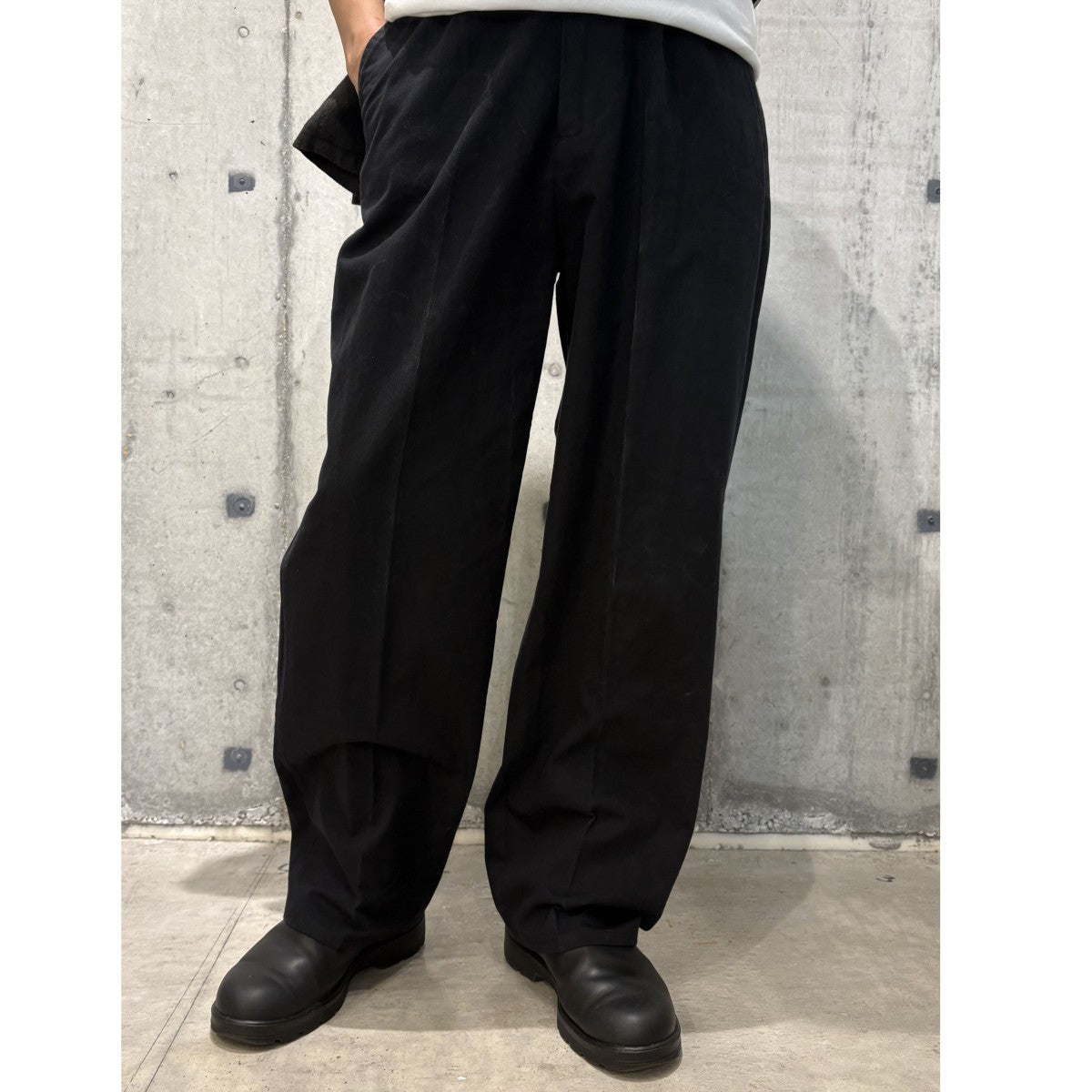One Tuck Wide Chino Pantsバイオウォッシュ加工ワイドチノパンツ