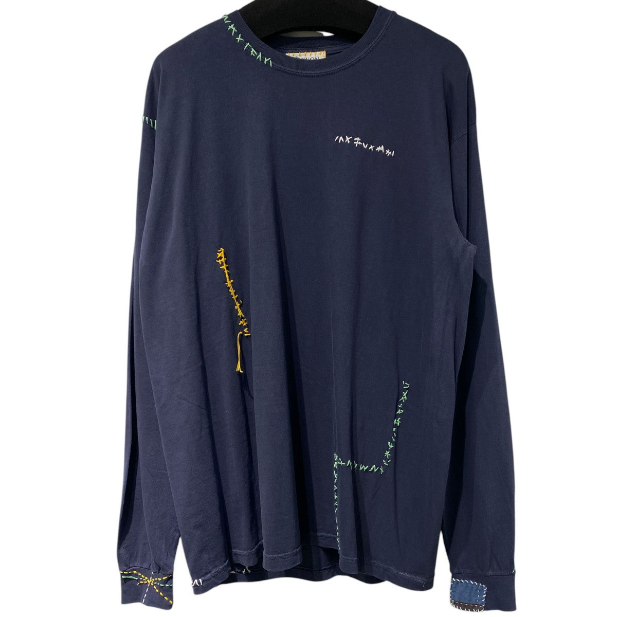 25SSL／S T-shirt VintageヴィンテージUSED加工刺繍ロングスリーブTシャツ