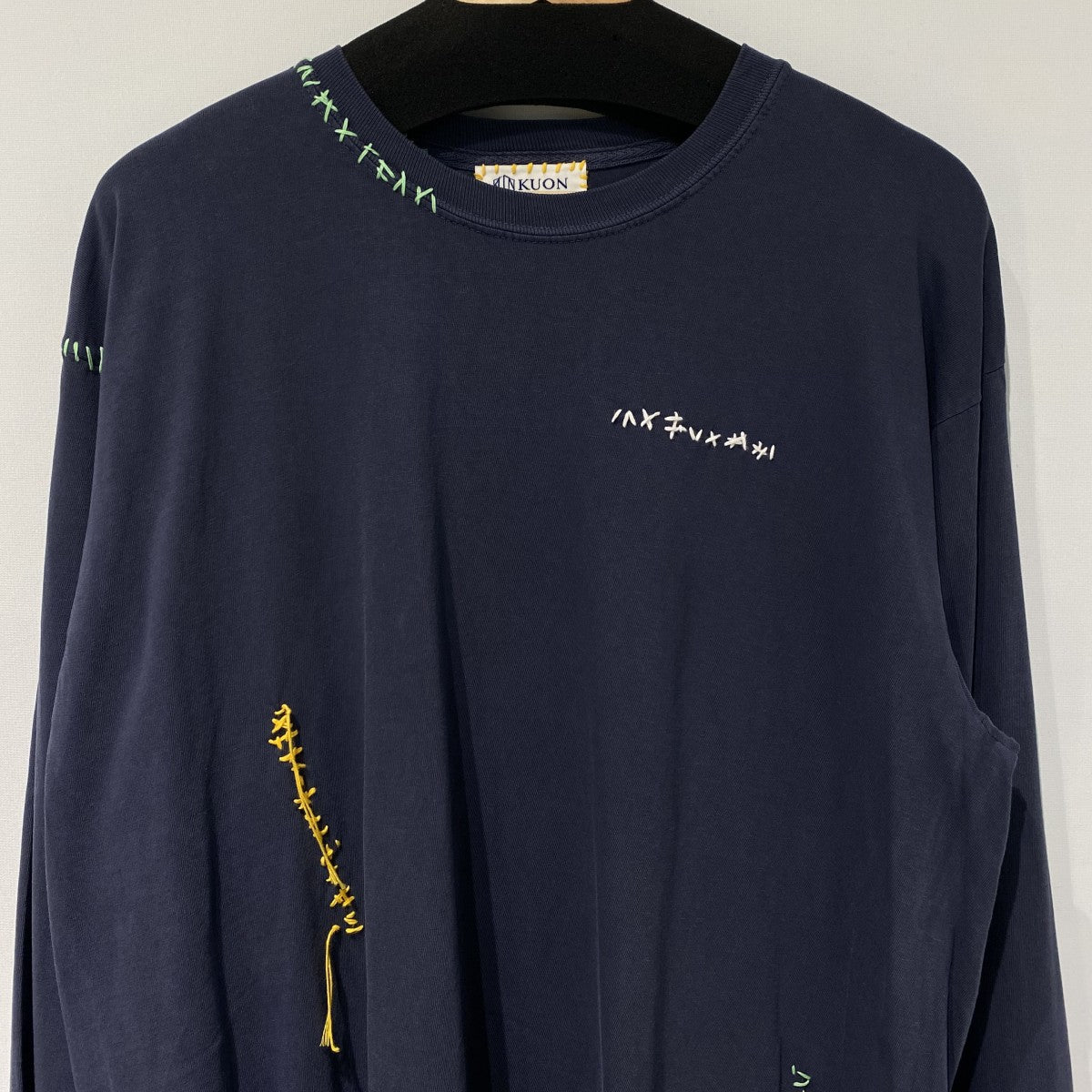 25SSL／S T-shirt VintageヴィンテージUSED加工刺繍ロングスリーブTシャツ
