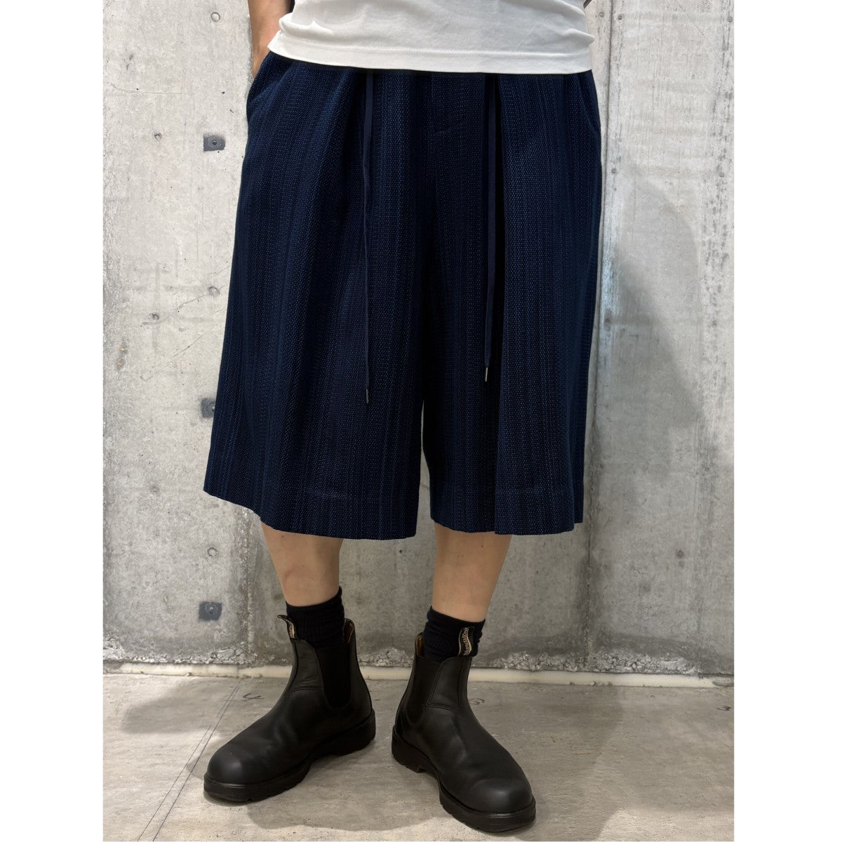 25AWAizome Sashiko 3／4 Hakama Trousers藍染め刺し子サシコ袴ハカマショーツパンツ