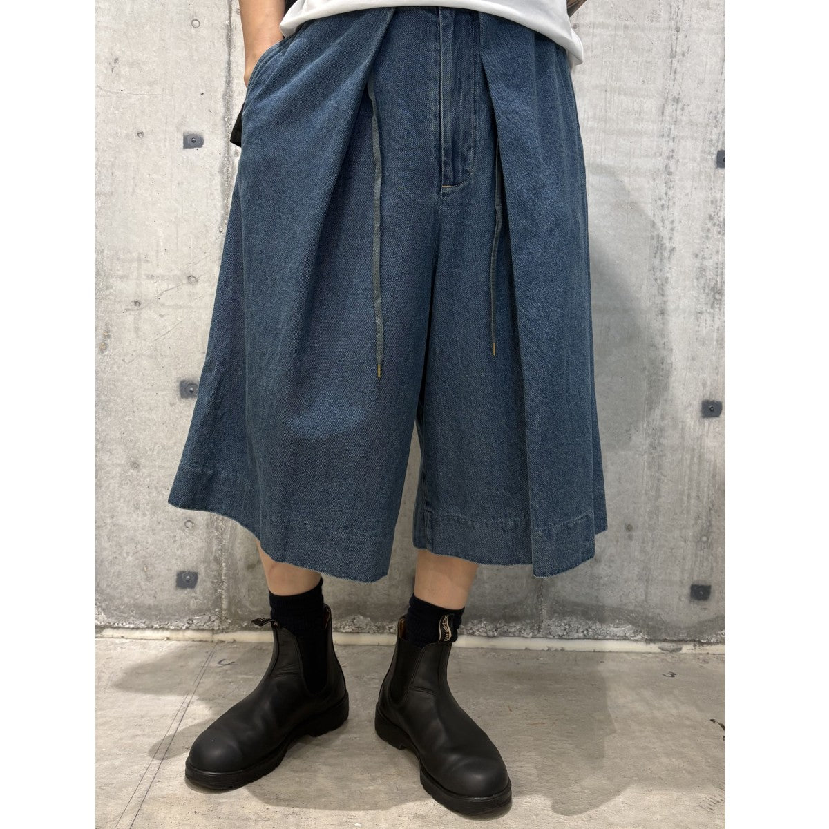25AW3／4 Hakama Trousers-Denim-ハカマデニムワイドパンツ