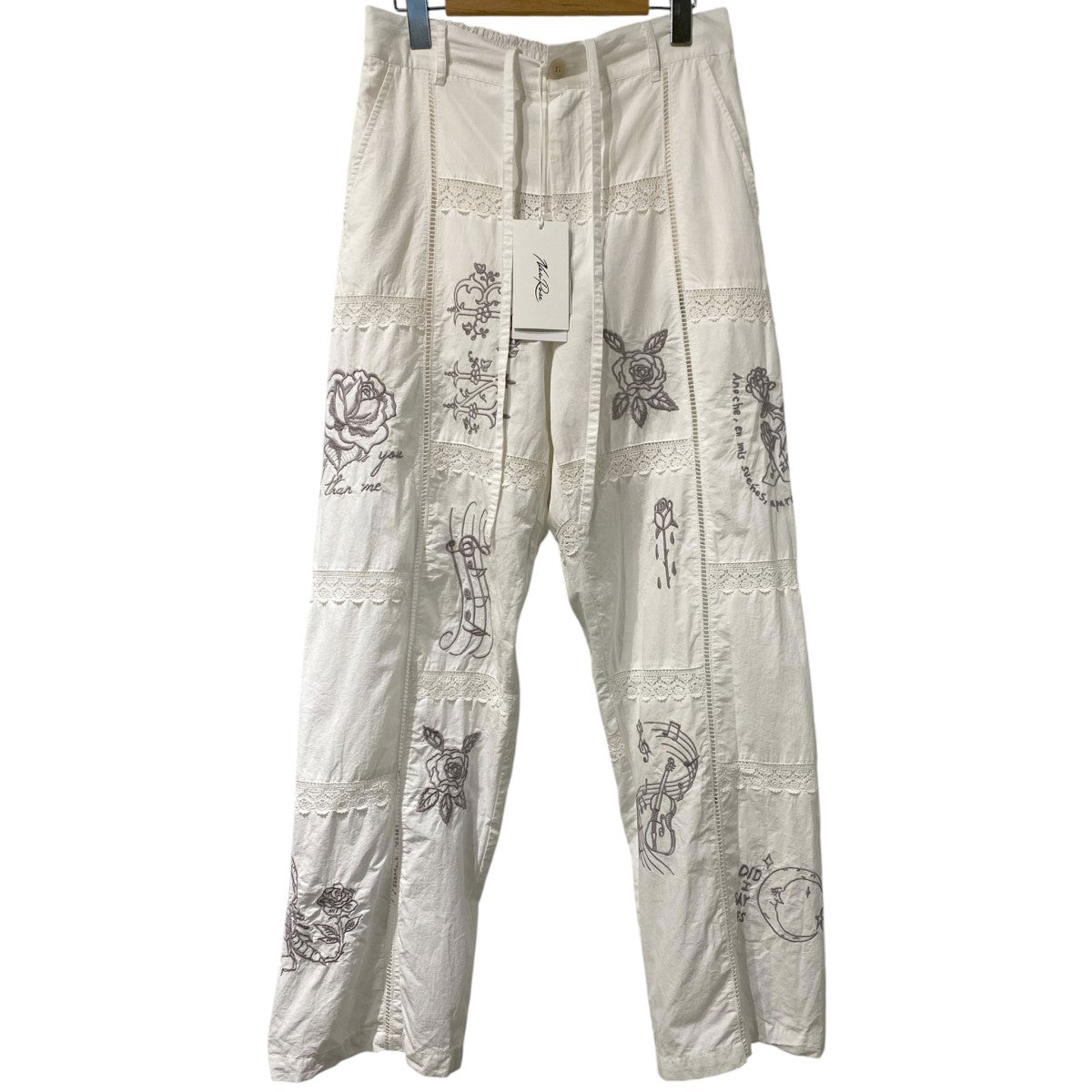 26SSLadder Race×Embroidery Pantsレース＆刺繍ワイドストレートバギーパンツ