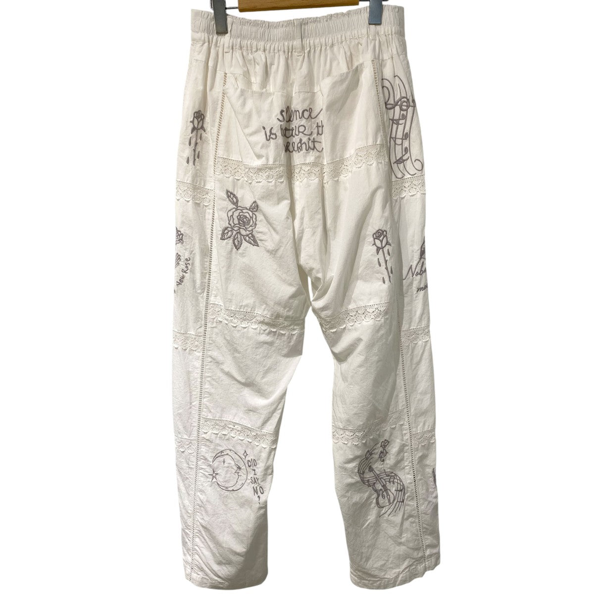 26SSLadder Race×Embroidery Pantsレース＆刺繍ワイドストレートバギーパンツ