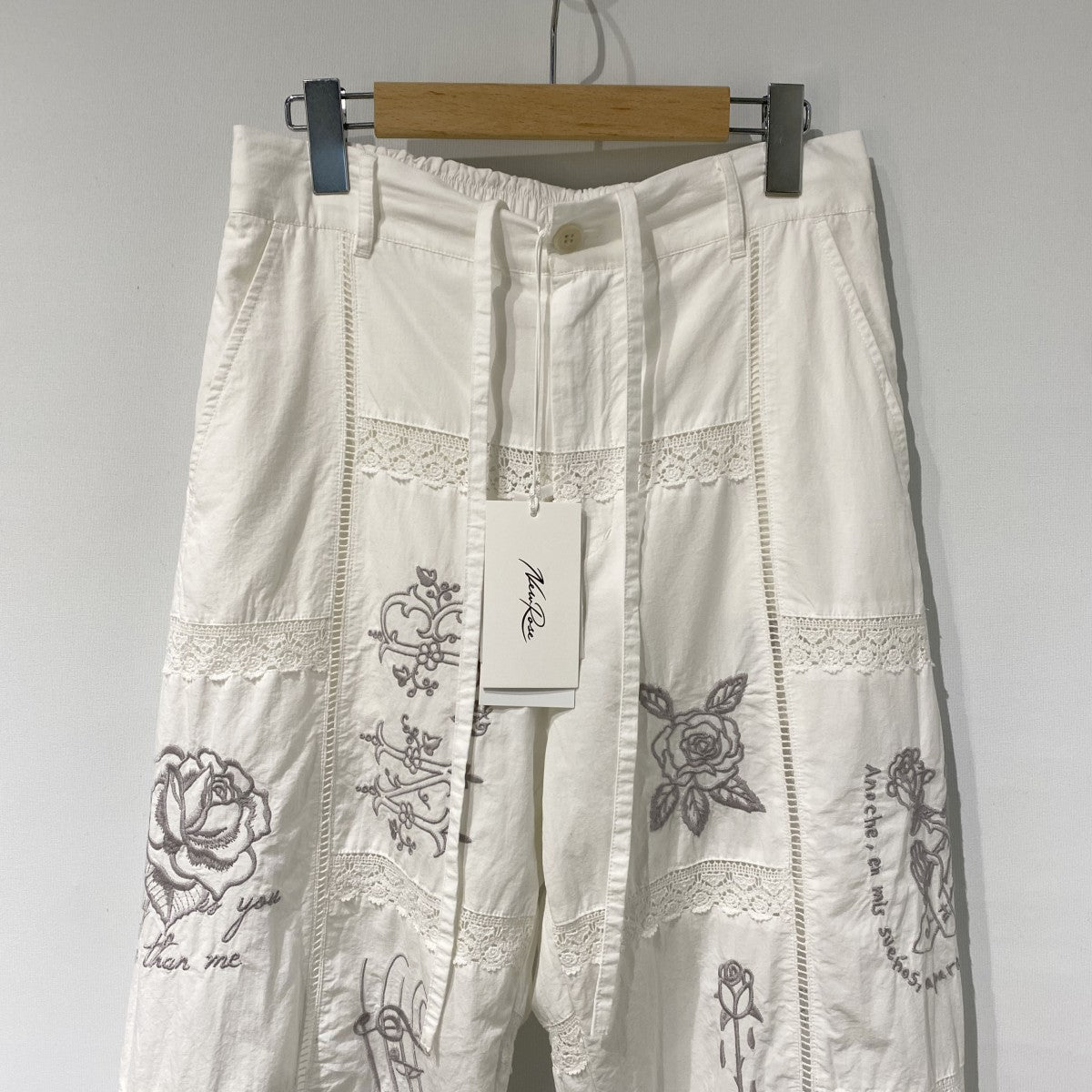 26SSLadder Race×Embroidery Pantsレース＆刺繍ワイドストレートバギーパンツ