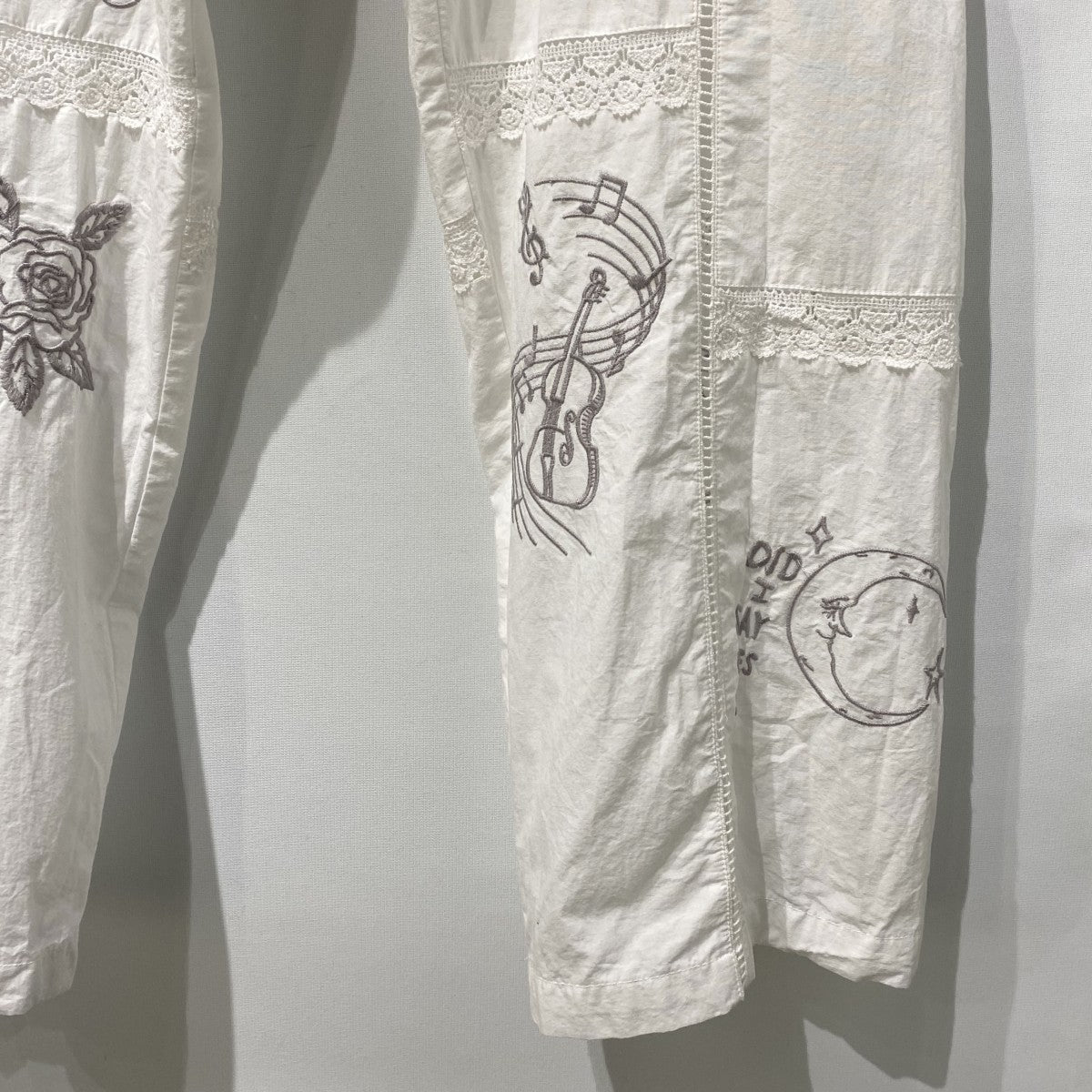 26SSLadder Race×Embroidery Pantsレース＆刺繍ワイドストレートバギーパンツ