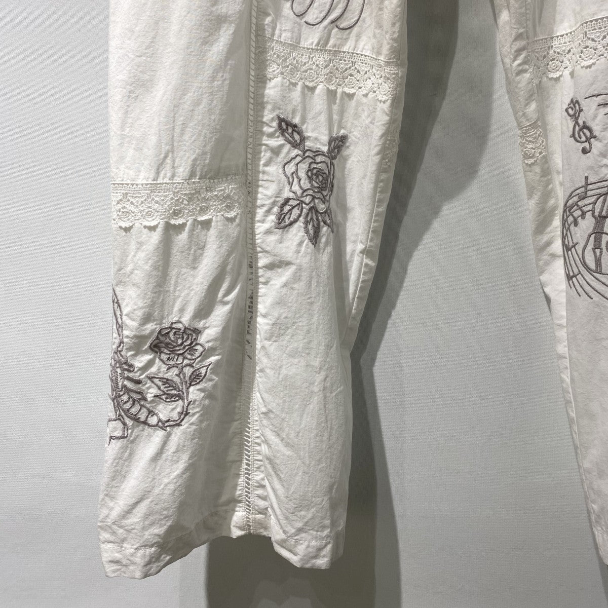 26SSLadder Race×Embroidery Pantsレース＆刺繍ワイドストレートバギーパンツ