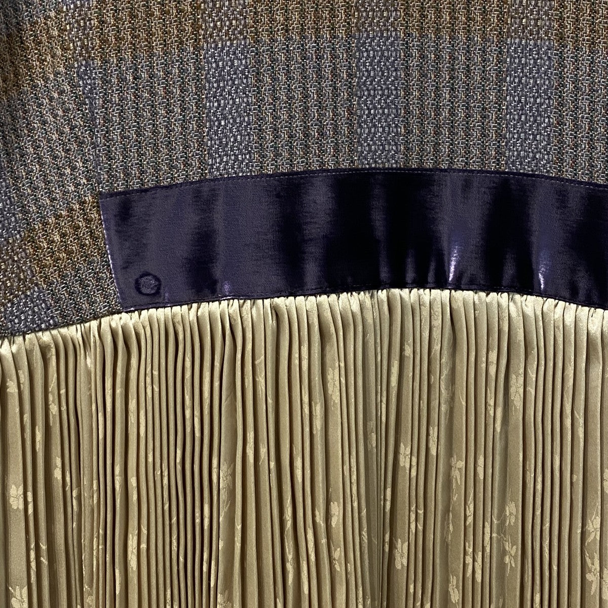 Afterglow Check Pleated Skirt Dress切替Pleatsプリーツロングスカートドッキングドレス