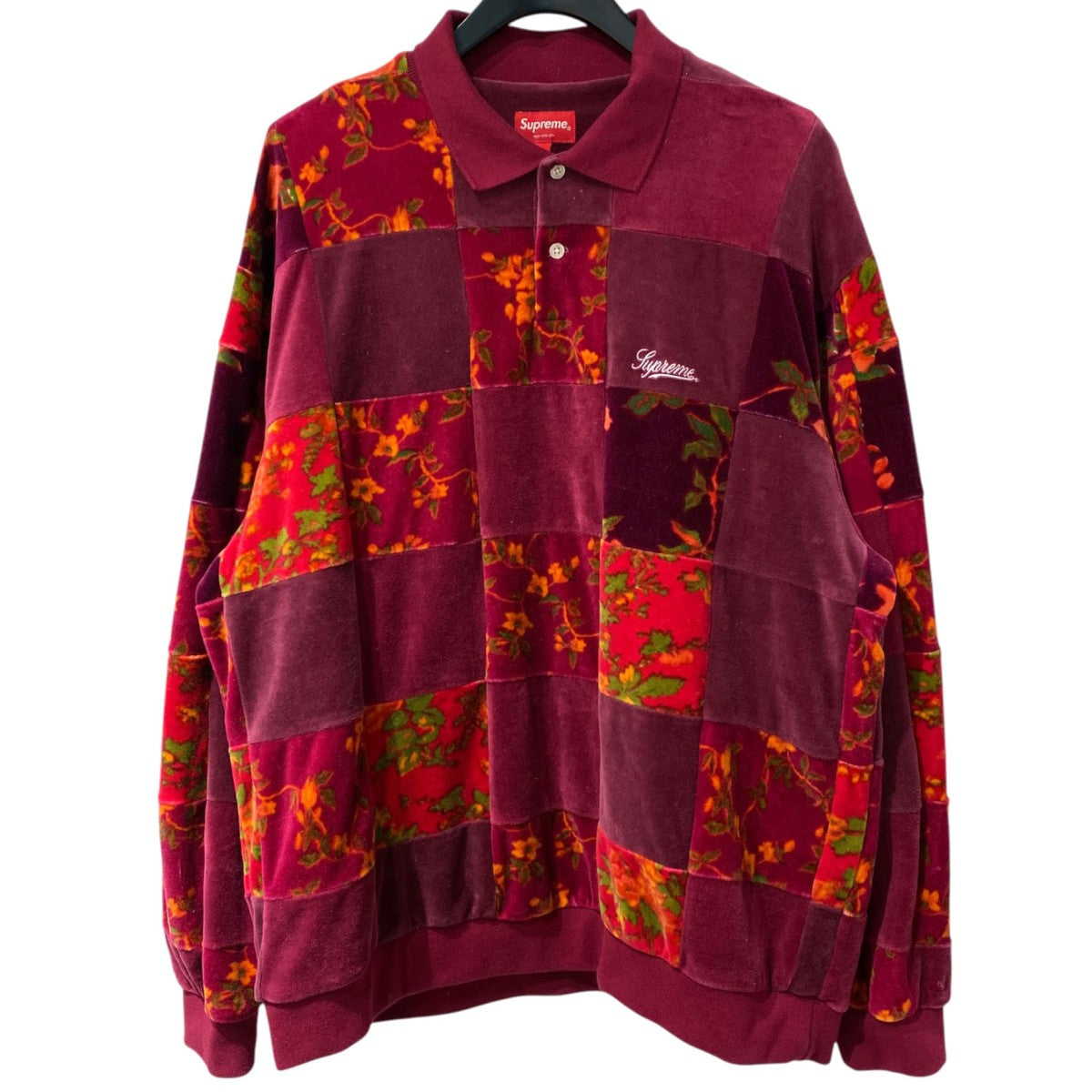 21FWFloral Patchwork Velour L／S Poloフローラルパッチワークベロアポロシャツ