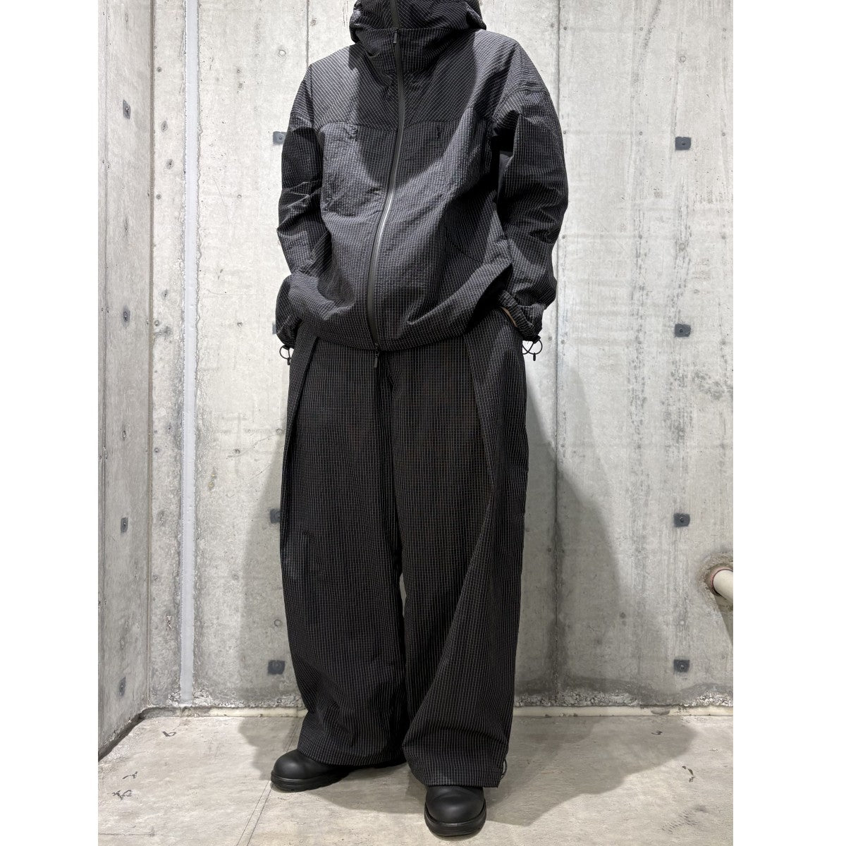 26SSCONFUSE BALACLAVA JACKET伸縮性耐久性TECHテックブロックチェックナイロンジャケット