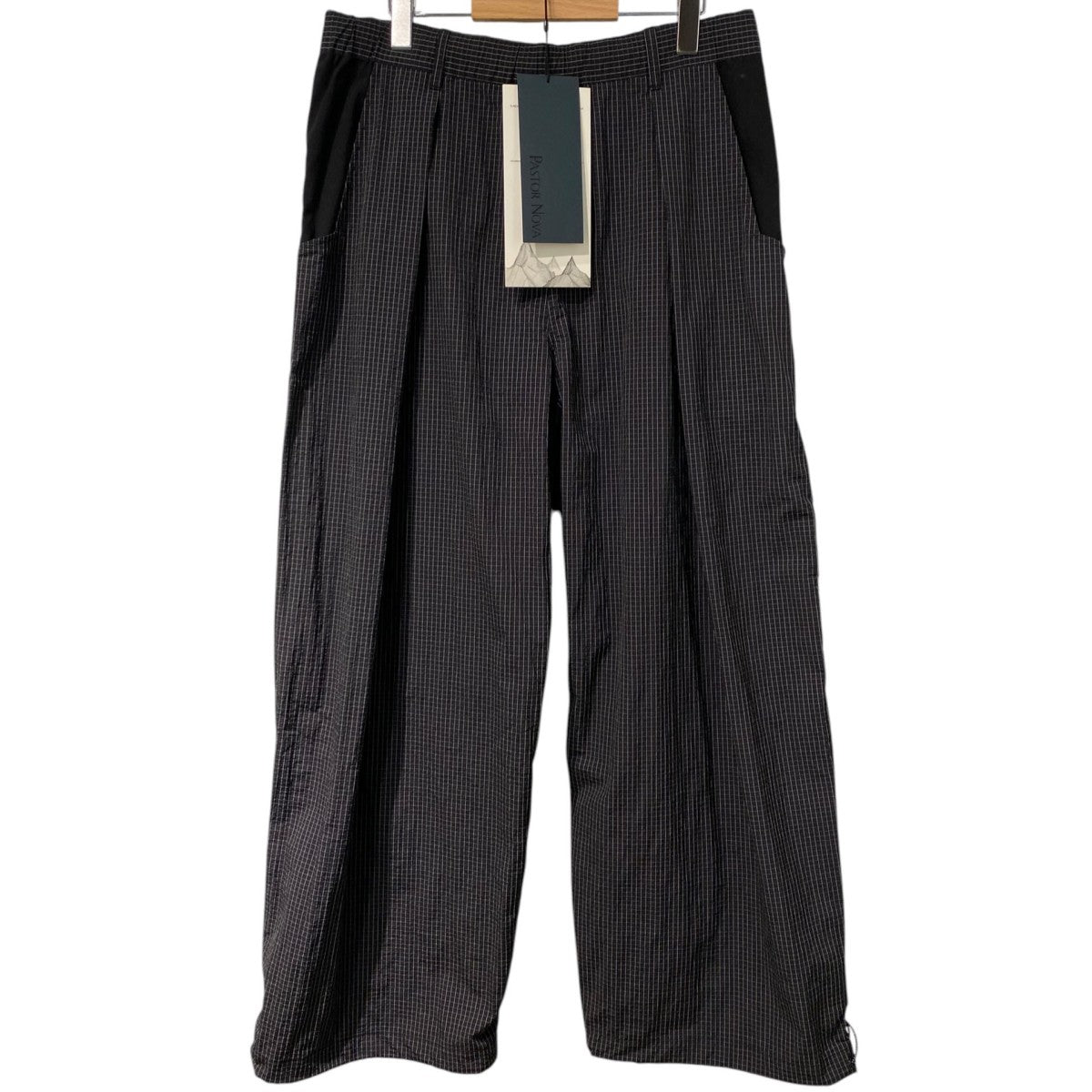 26SSGRAVIONCE SHELL PANTS4 バギーフィットモデルブロックチェックTECHテックパンツ
