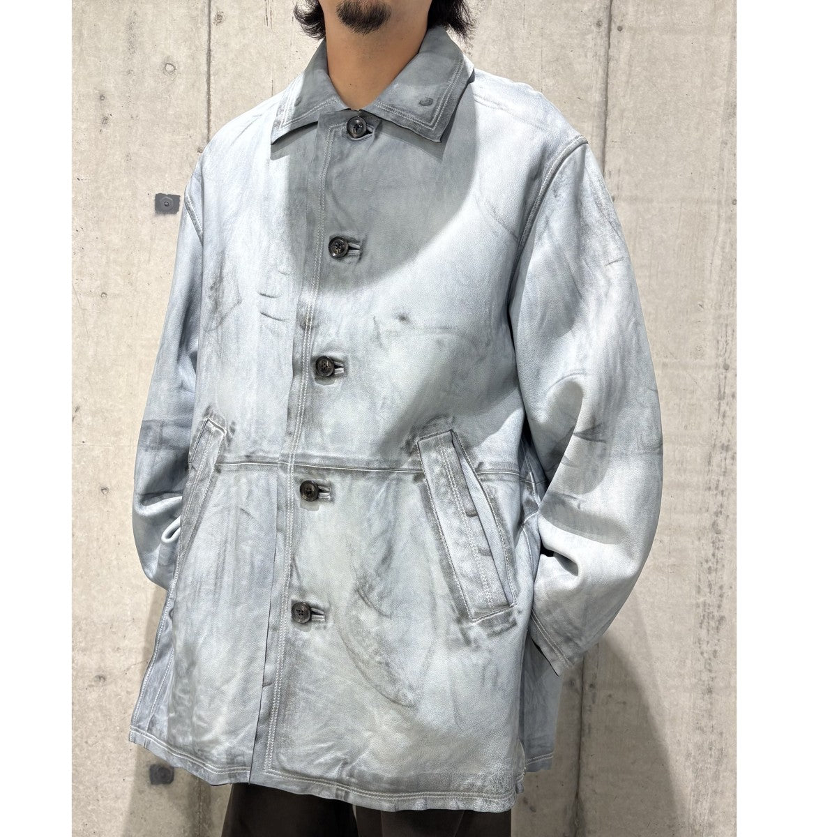 23AWCUT-OFF LEATHER CAR COATカットオフシープレザーカーコート ジャケット