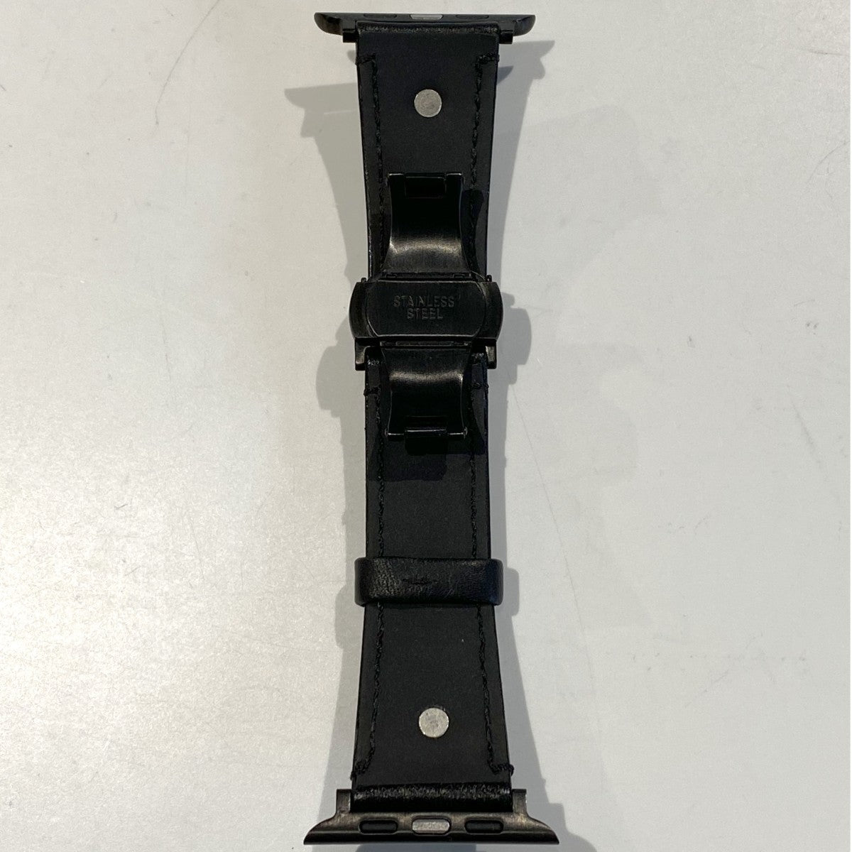 25SSレザーハイブリッドバンド スタッズ for Apple Watchアップルウォッチ対応防水シュリンクレザーベルト