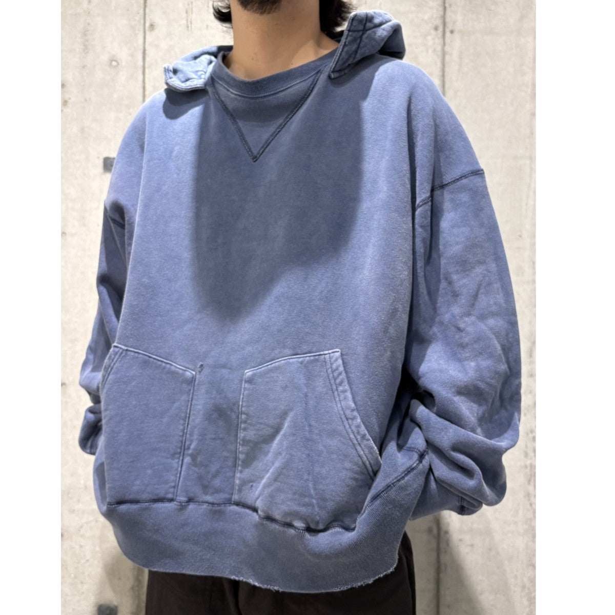 Sweat parkaバイオフェード加工オーバーサイズスウェット