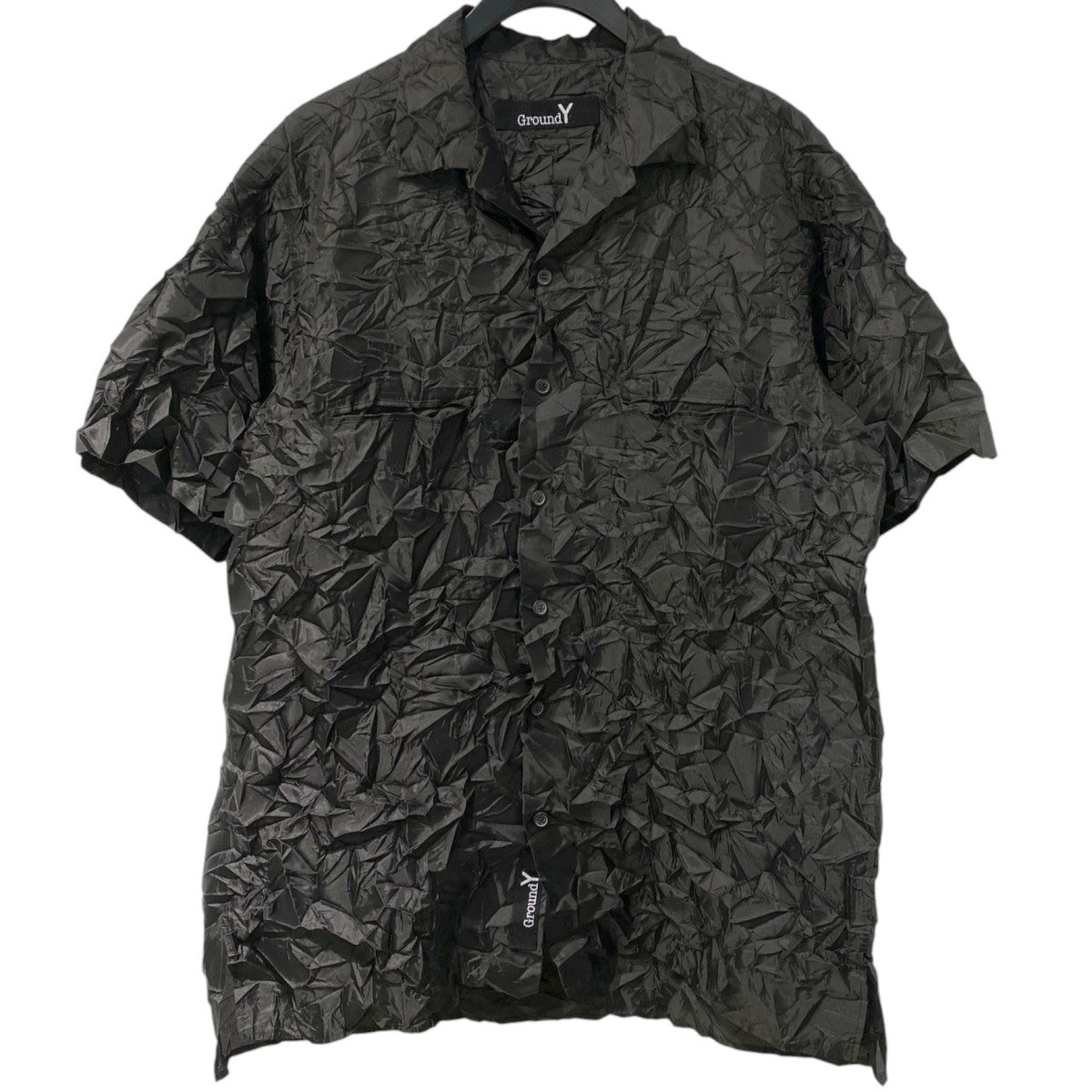 26SSPOLYESTER TAFFETA SIDE-GATHER OPEN -COLLAR SHIRT Pleatsプリーツ形状記憶サイドギャザーオープンカラーシャツ