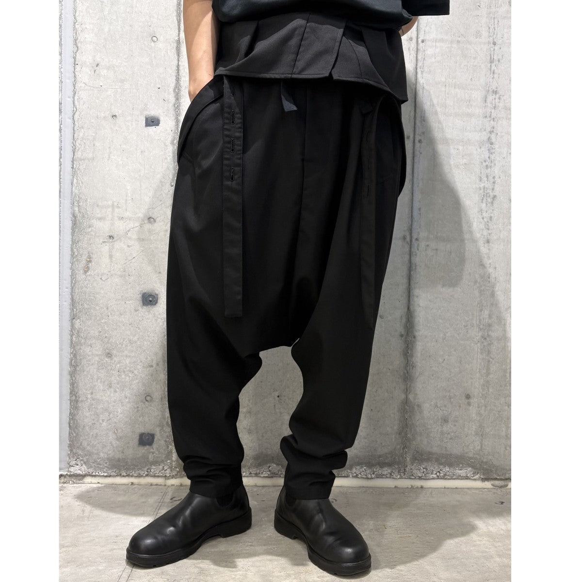 Gabardine High Waist Sarouel PantsウールポリギャバジンハイウエストサルエルパンツGZ-P10-100