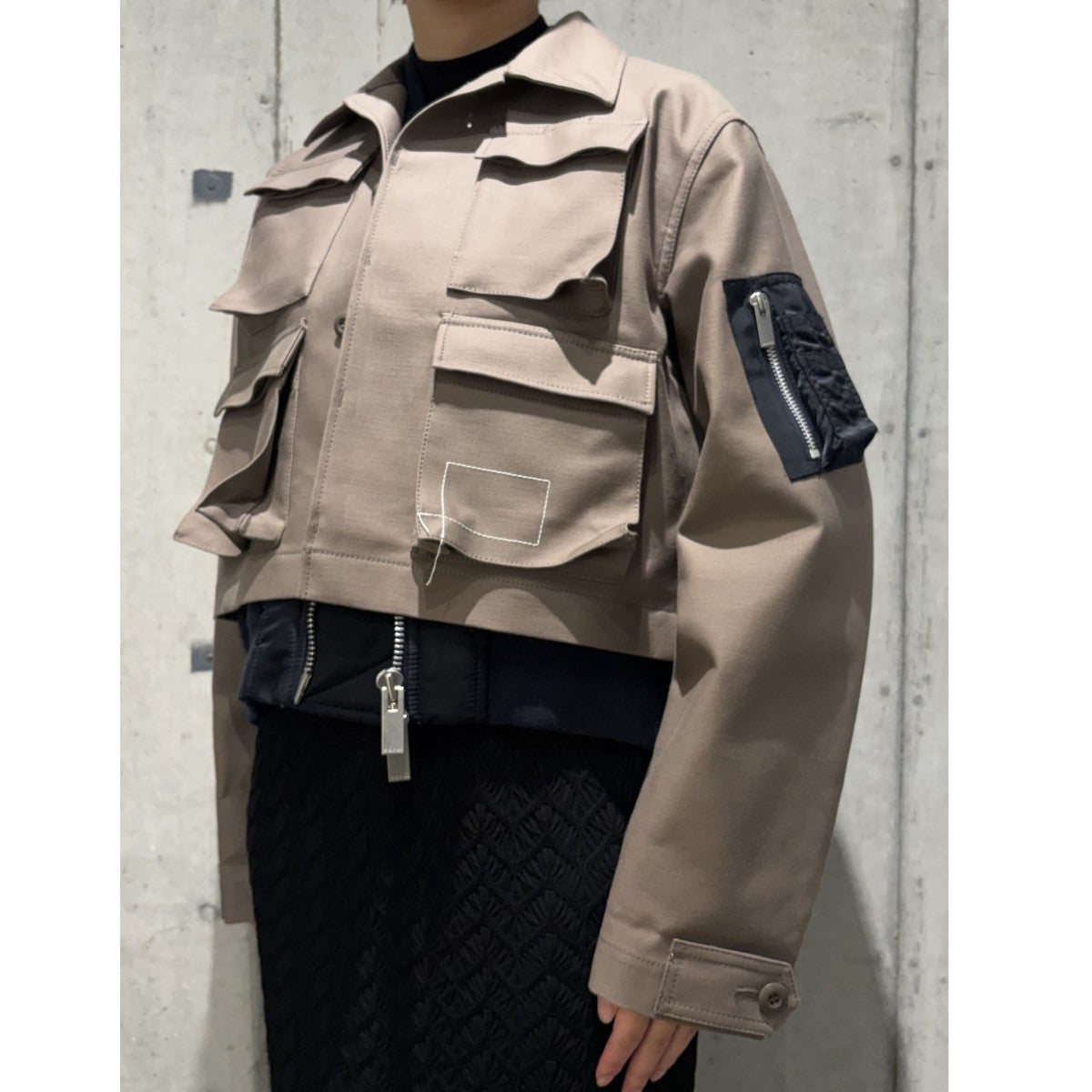 Cotton Back SatinxNylon Twill Jacketコットンバックサテン×ナイロンツイルドッキングジャケット