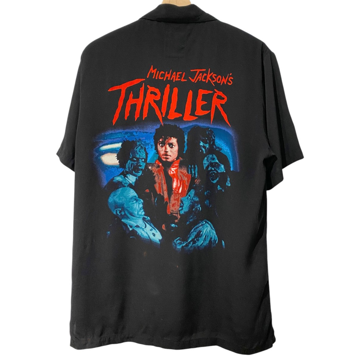 18SSMichael Jackson THRILLER Aloha Shirtマイケルジャクソンバックスリラープリントアロハシャツ