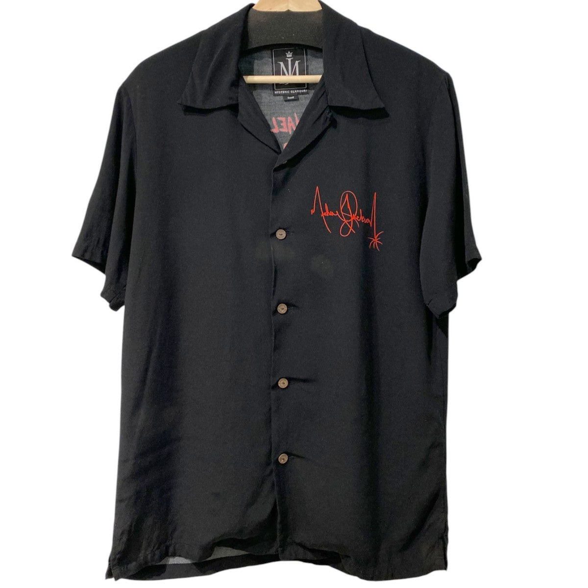 18SSMichael Jackson THRILLER Aloha Shirtマイケルジャクソンバックスリラープリントアロハシャツ
