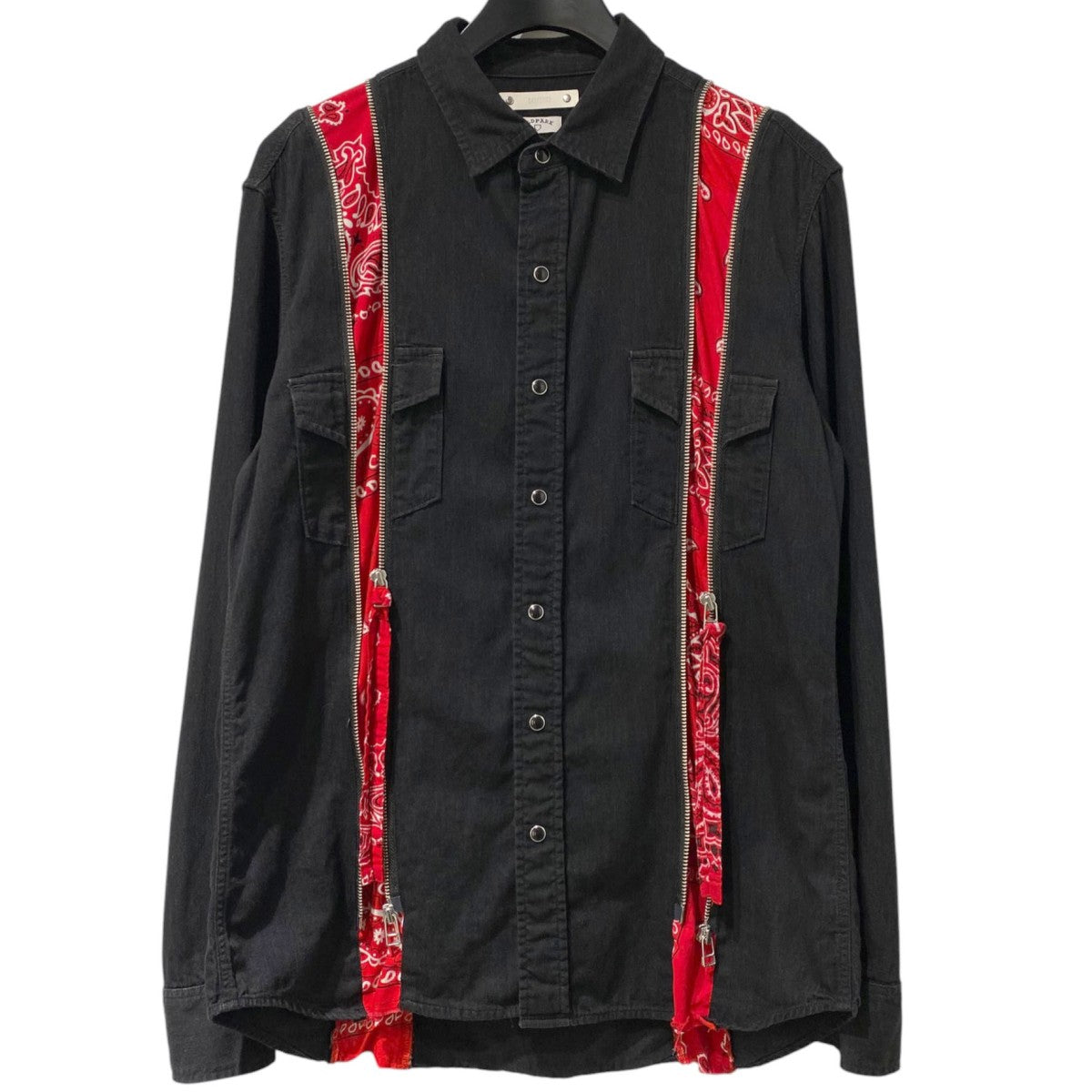 21SSBandana Zip Denim SHバンダナZIP切替再構築デニムシャツ