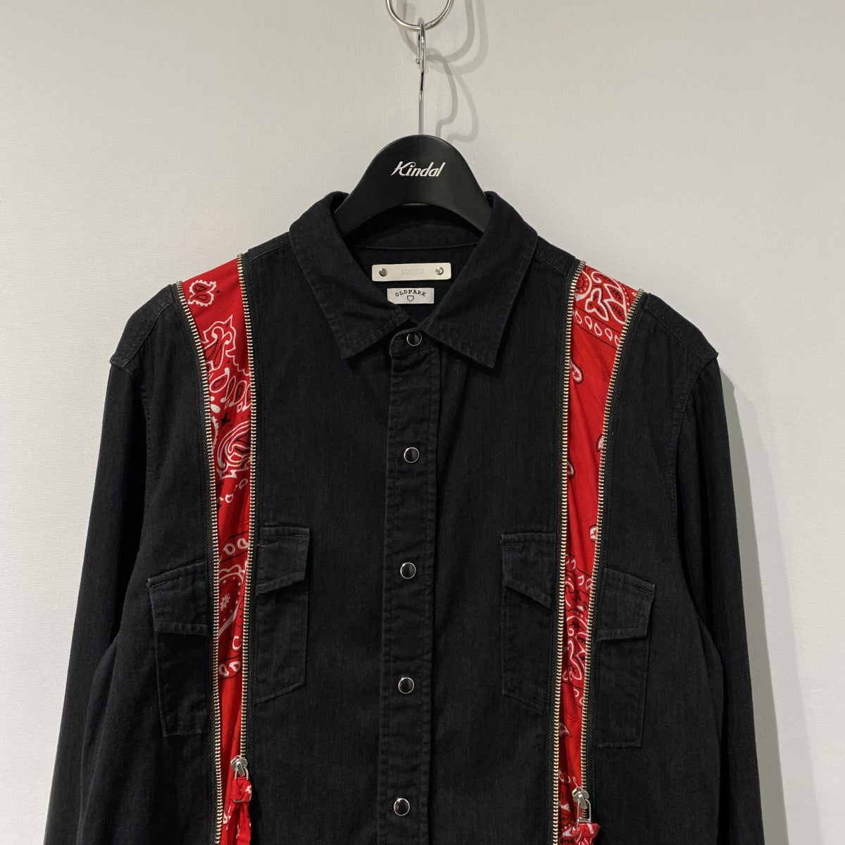 21SSBandana Zip Denim SHバンダナZIP切替再構築デニムシャツ