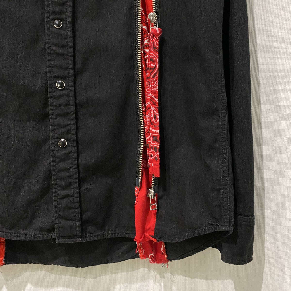 21SSBandana Zip Denim SHバンダナZIP切替再構築デニムシャツ