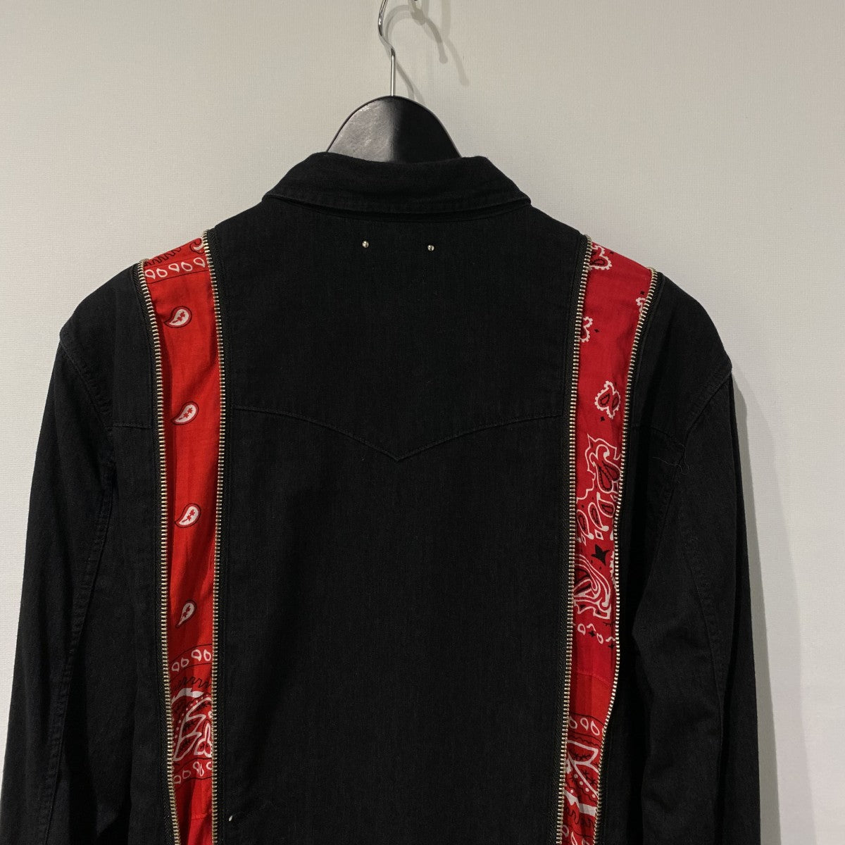 21SSBandana Zip Denim SHバンダナZIP切替再構築デニムシャツ
