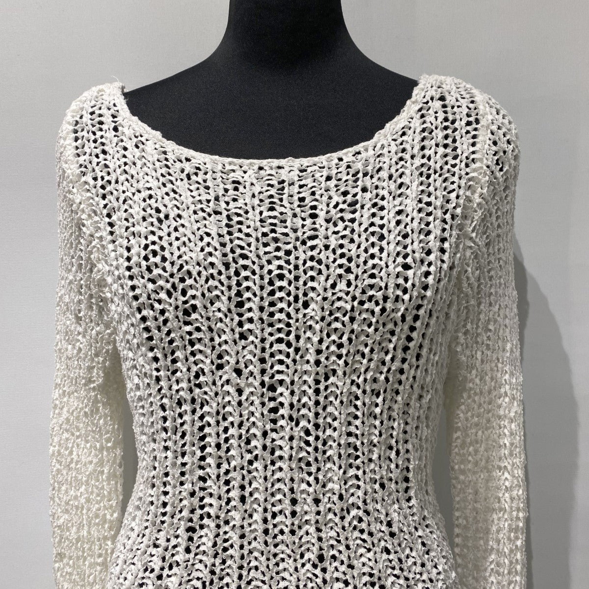 26SSRibbon yarn knitリボンテープヤーン針抜き編みニット