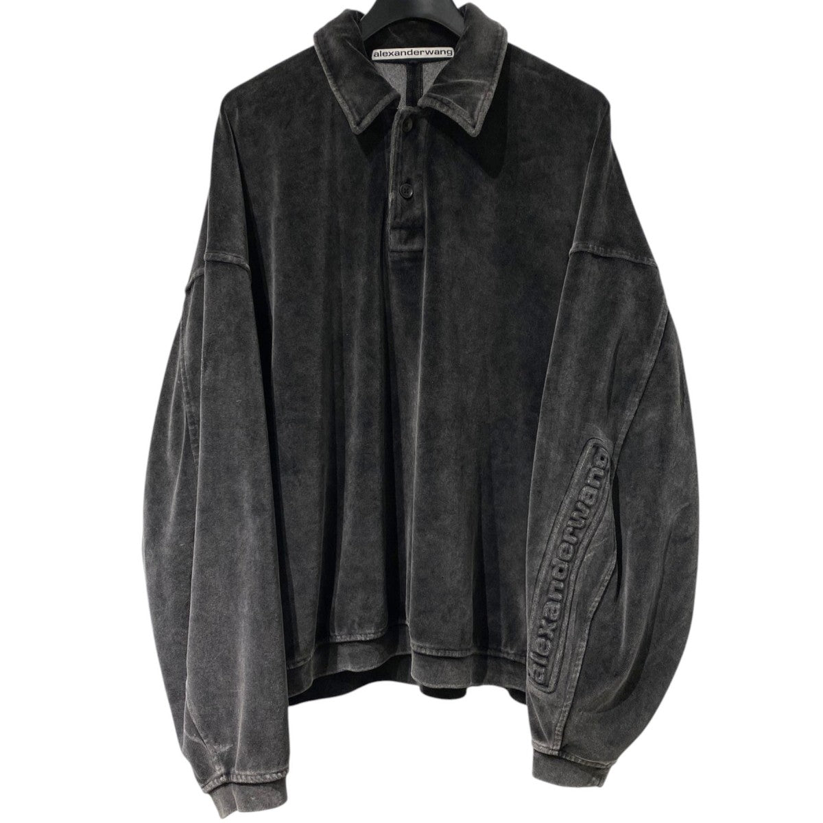 Embossed Logo Pullover Polo Shirtエンボスロゴオーバーサイズベロアポロスウェット