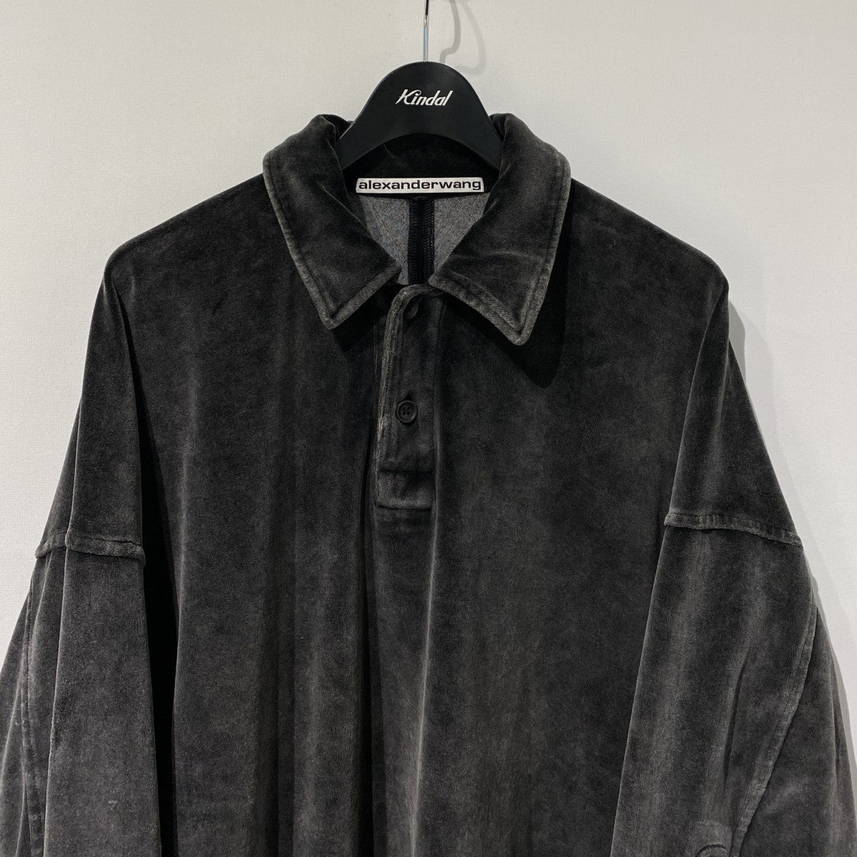 Embossed Logo Pullover Polo Shirtエンボスロゴオーバーサイズベロアポロスウェット
